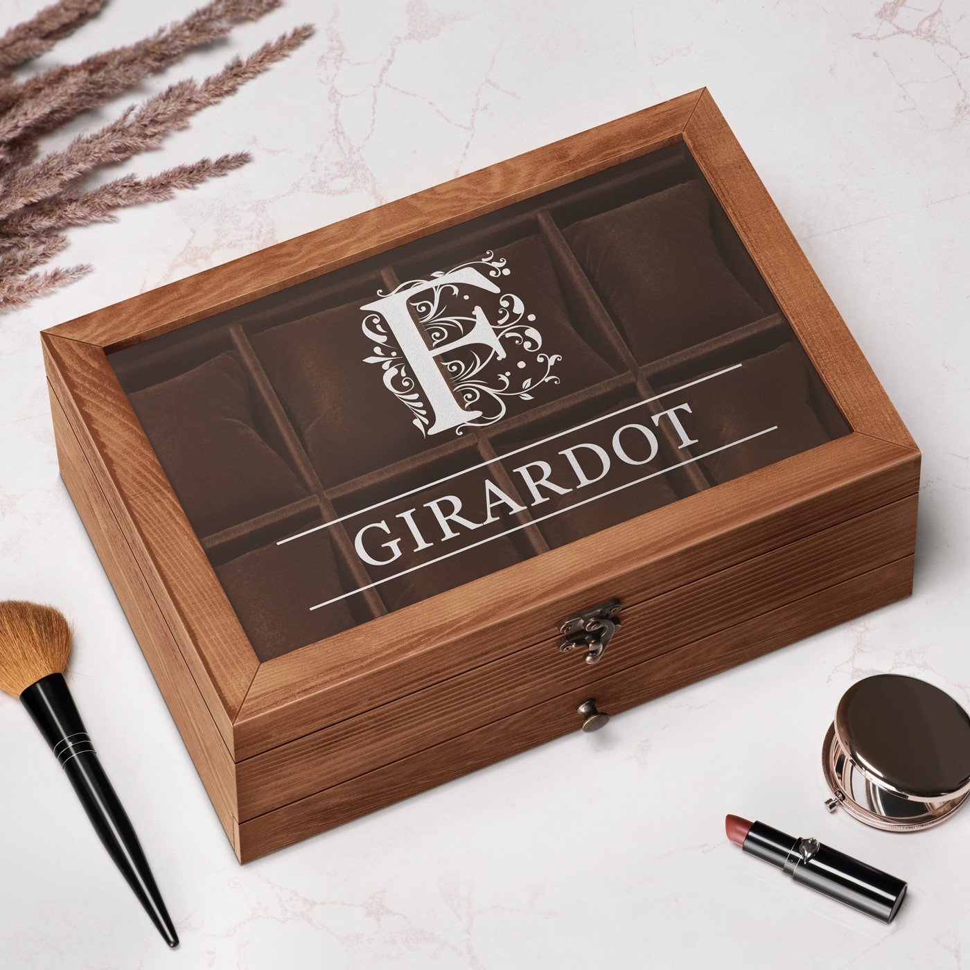 Murrano Personalized Watch and Jewelry Box with Engraving