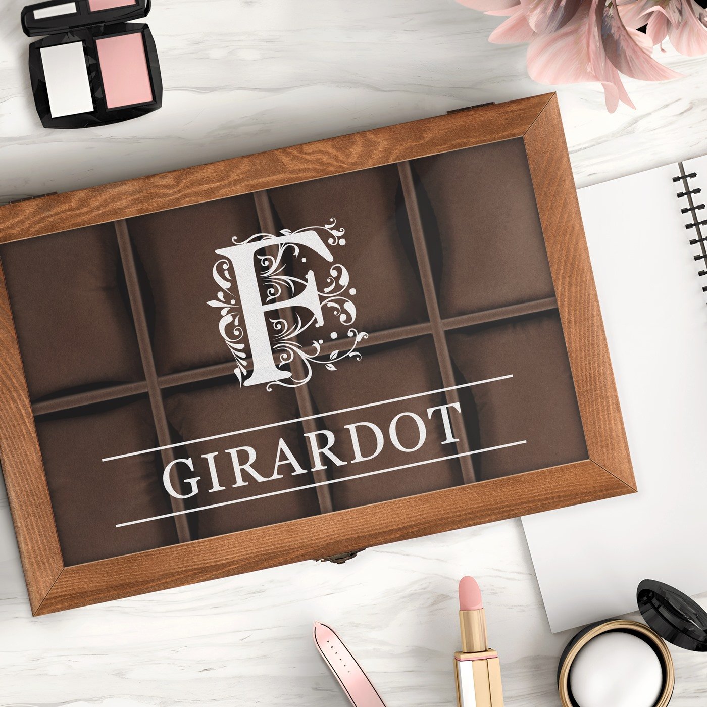 Murrano Personalized Watch and Jewelry Box with Engraving