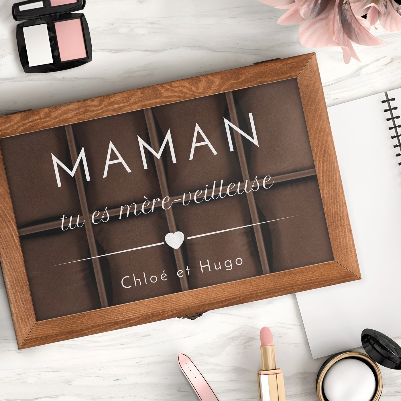 Caja de relojes y joyas personalizada Murrano para el Día de las Madres