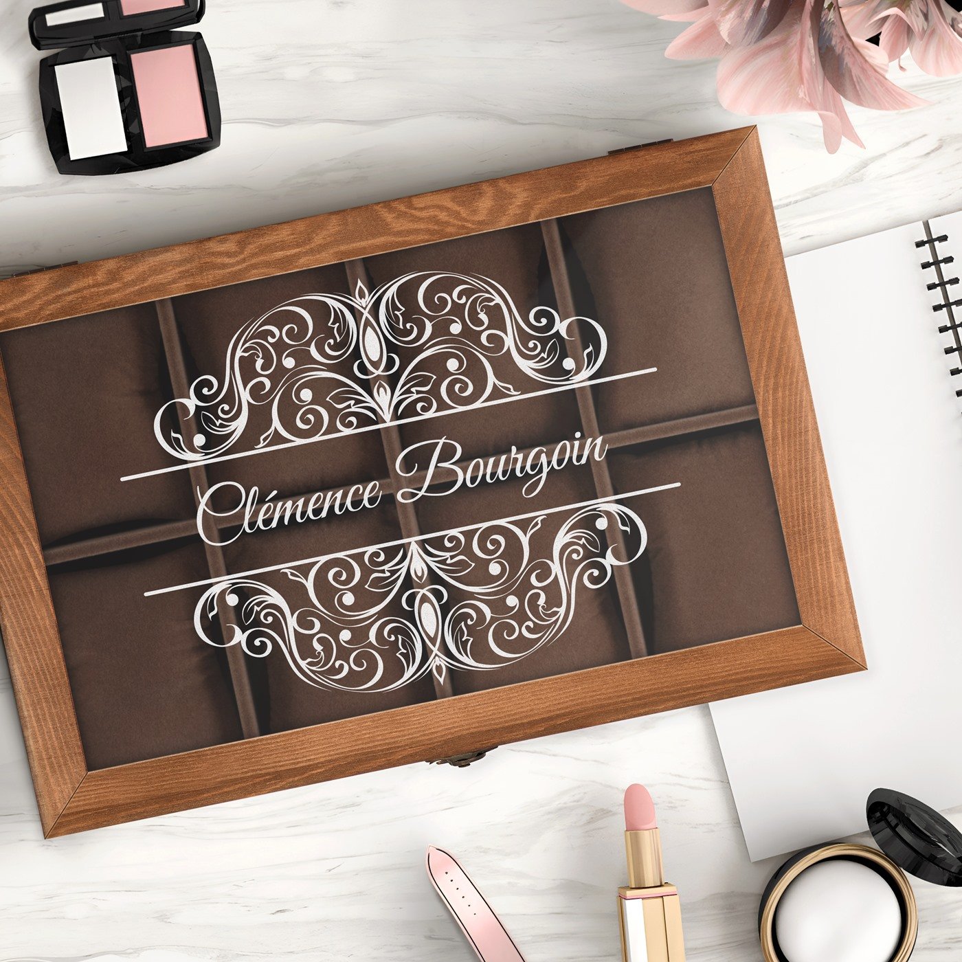 Boîte à montres et bijoux personnalisée Murrano pour la fête des mères