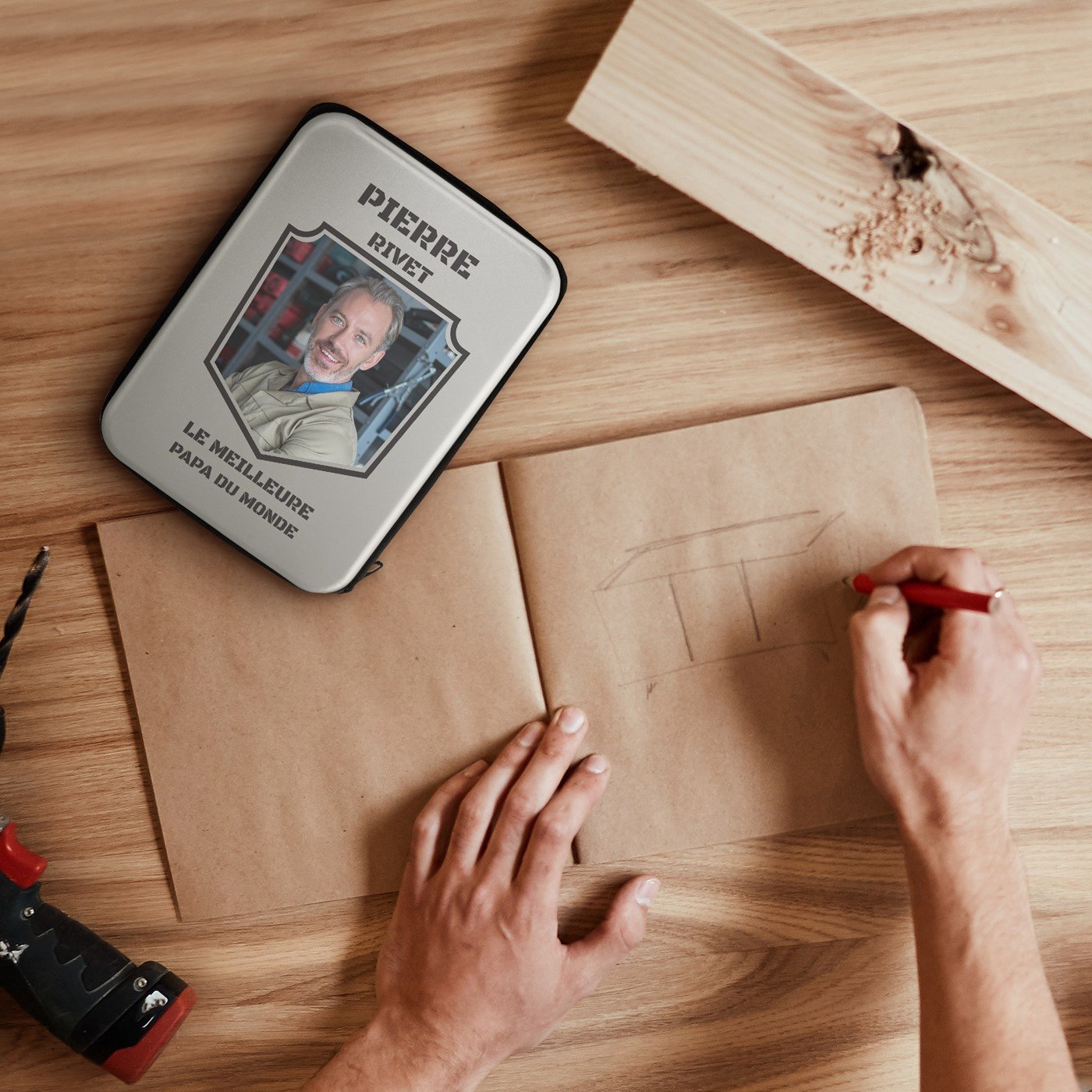 Boîte à outils personnalisée avec photo pour beau-père