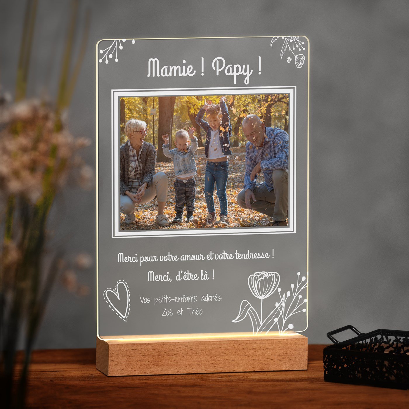 Lámpara LED personalizada de tamaño XL con foto para abuelos