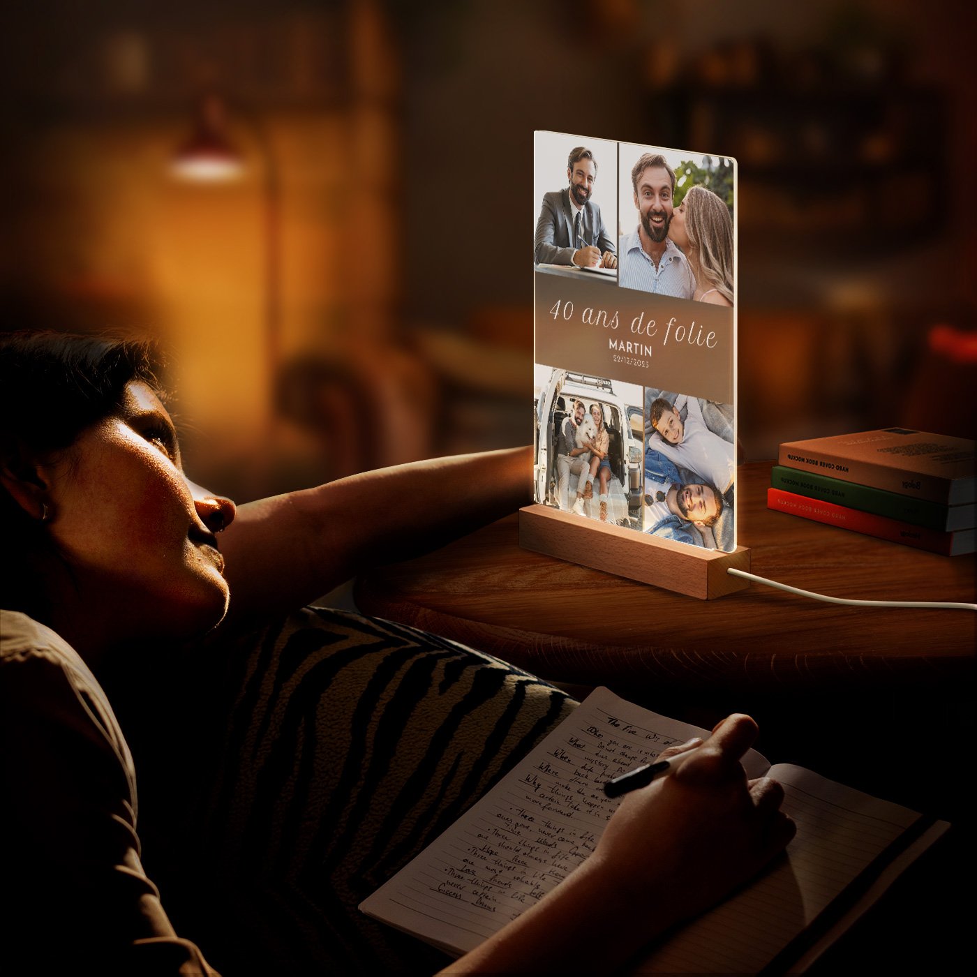 Murrano Customized XL LED Lamp with Photo for Men 40 Years Old