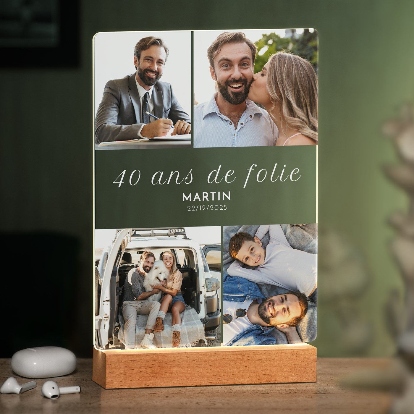 Lámpara LED personalizada XL de Murrano para hombres de 40 años