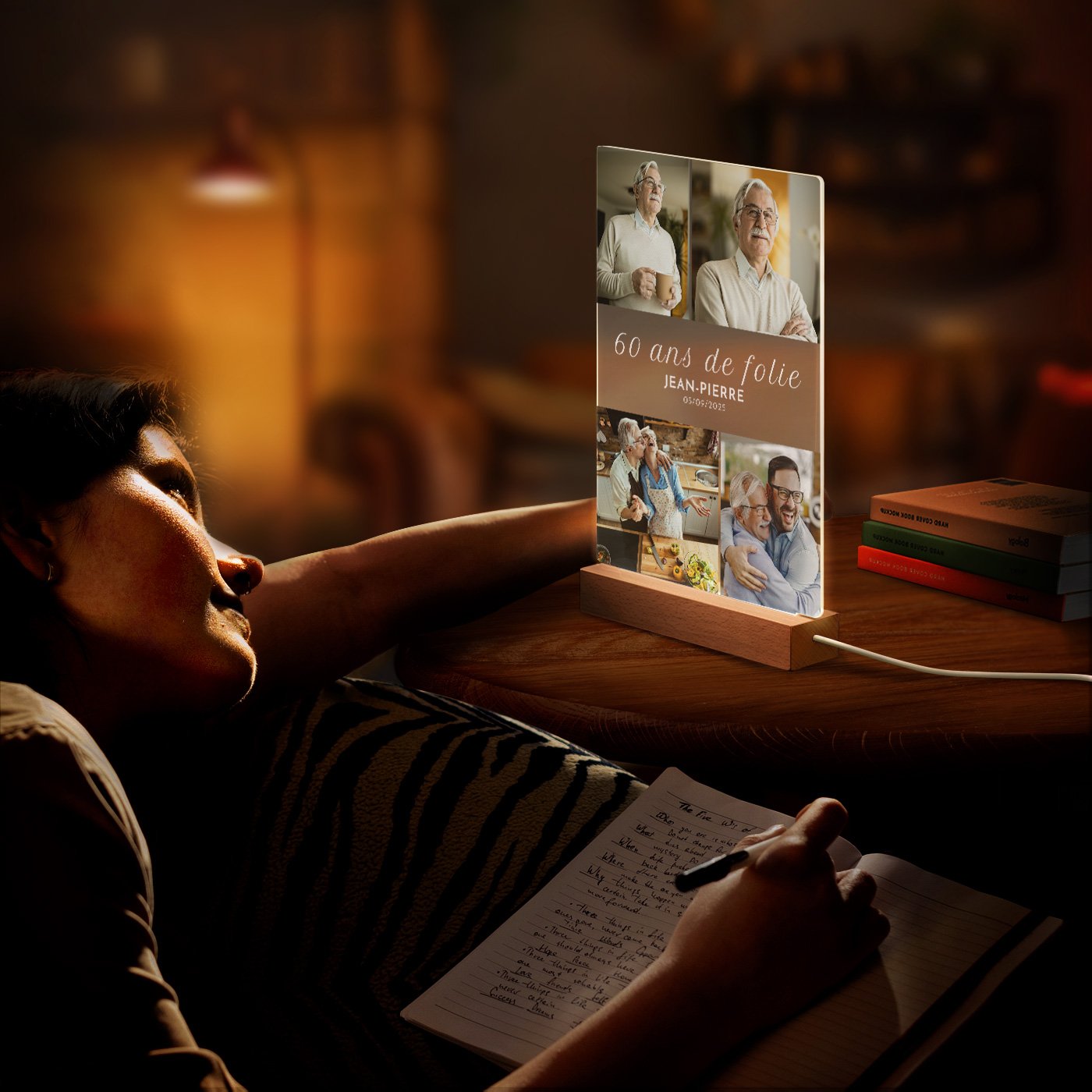 Murrano Customized XL LED Lamp with Photo for Men 60 Years Old