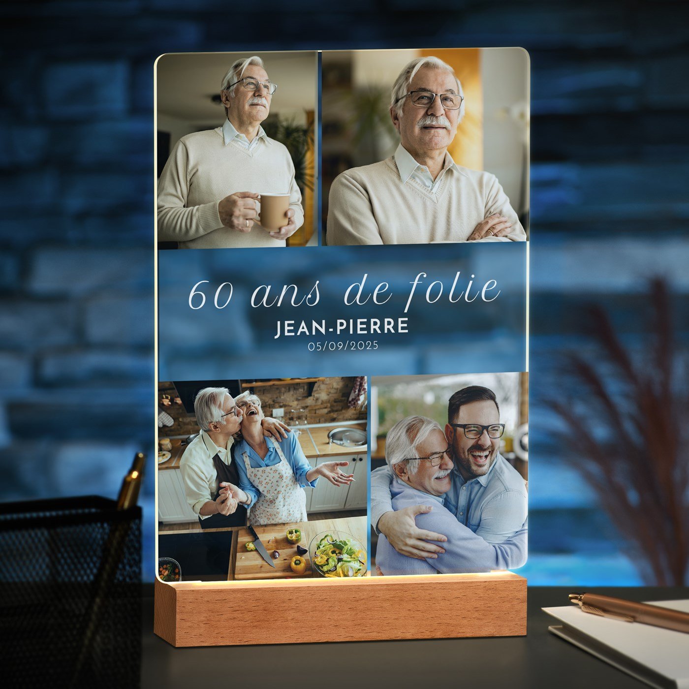 Lámpara LED personalizada Murrano XL para hombres de 60 años