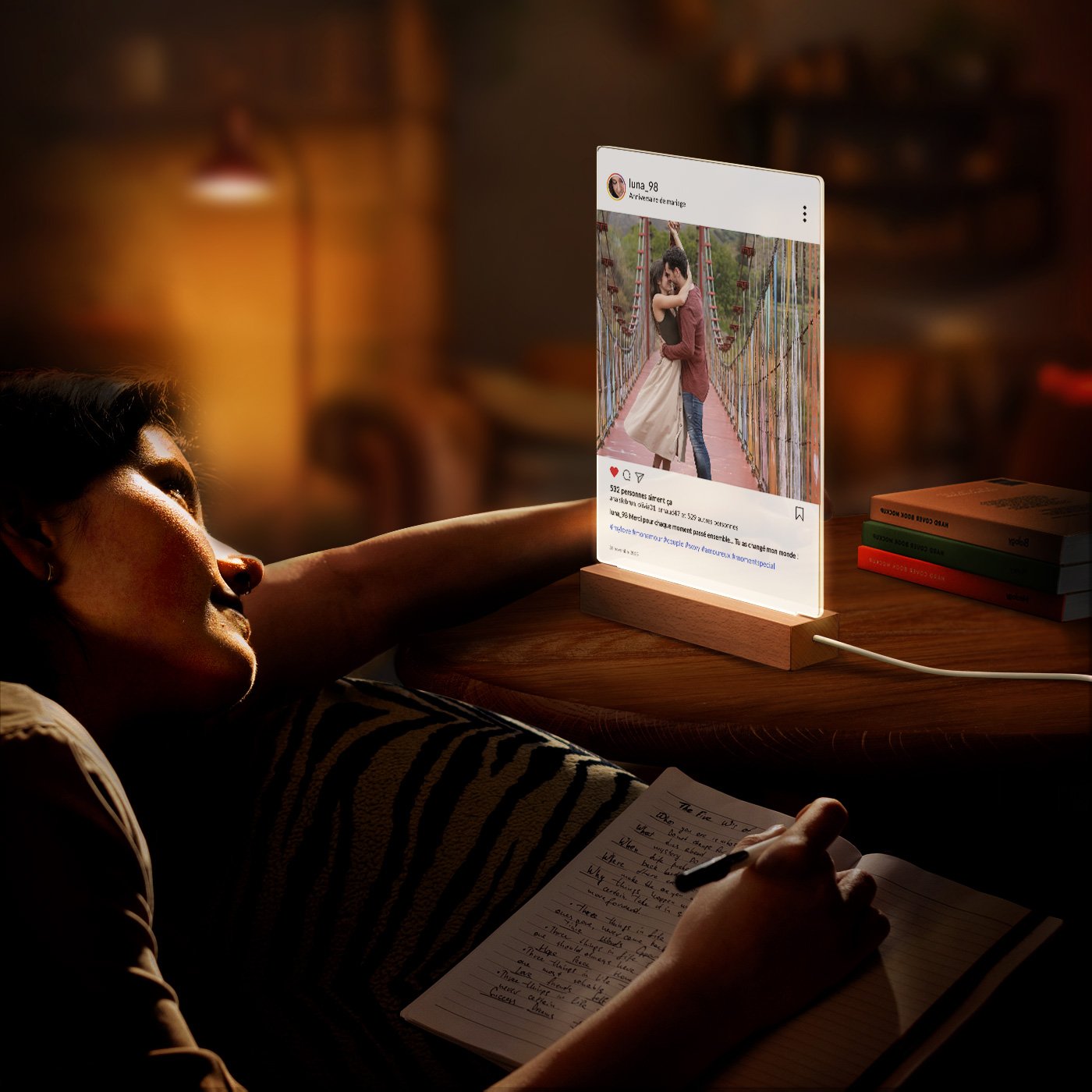 Lámpara LED personalizada Murrano XL con foto para patrón de compañero de Instagram