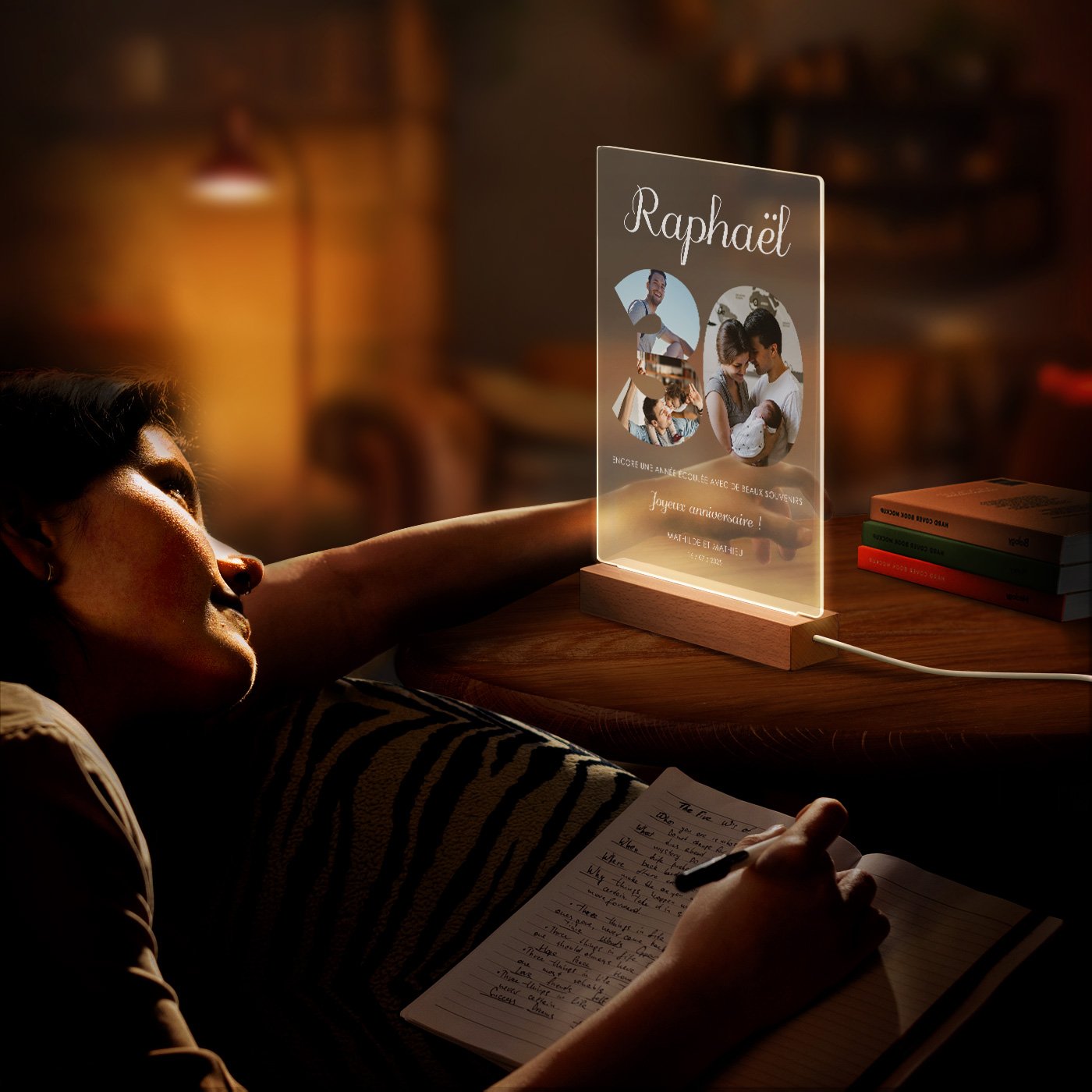 Murrano Customized XL LED Lamp with Photo for Men 30 Years Old