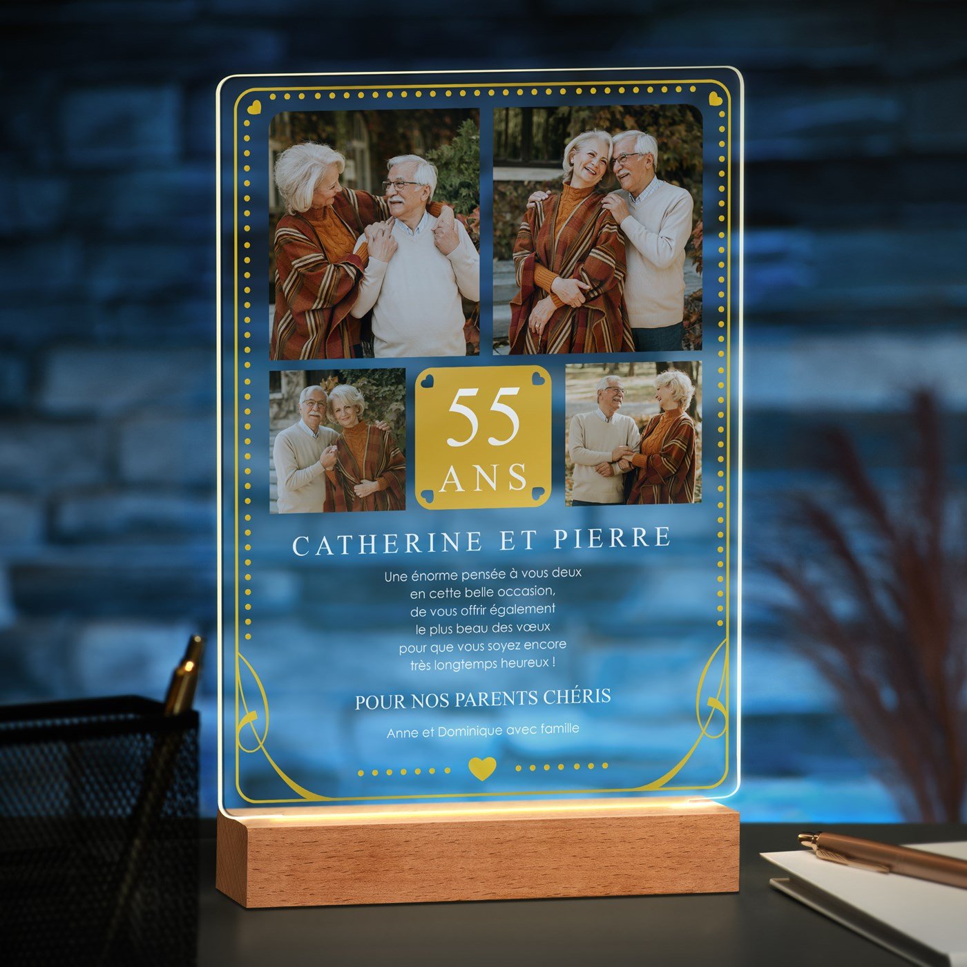 Murrano Customized XL LED Lamp with Photo for Parent's Wedding Anniversary