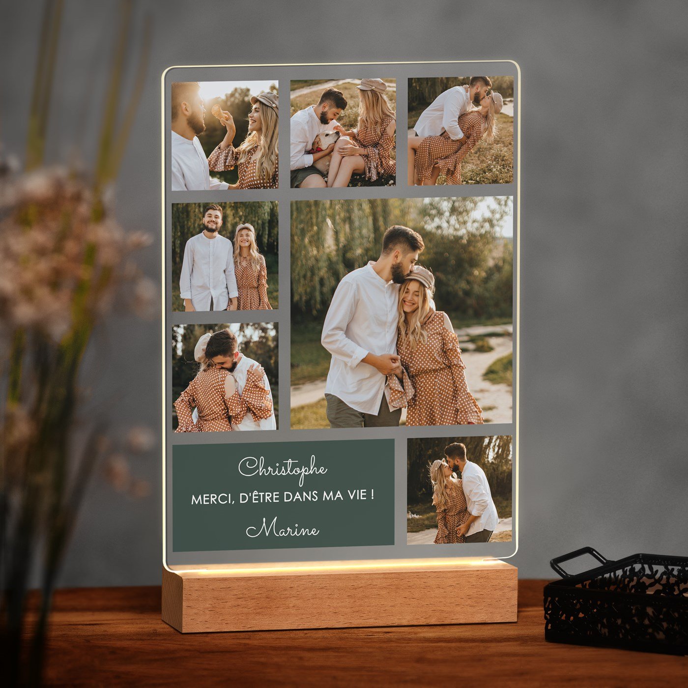 Lámpara LED personalizada de Murrano XL para esposo en San Valentín