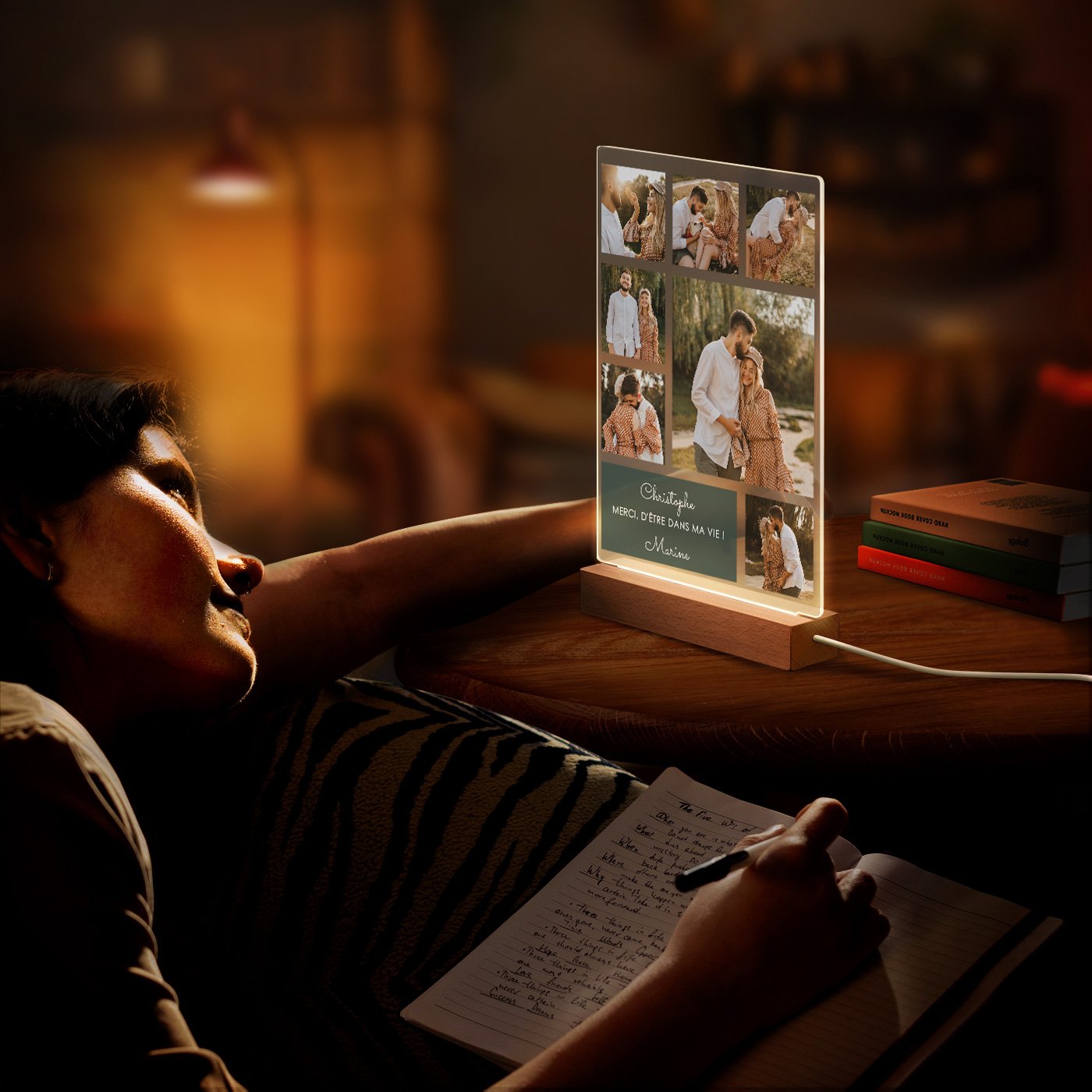 Lámpara LED personalizada de Murrano XL para esposo en San Valentín