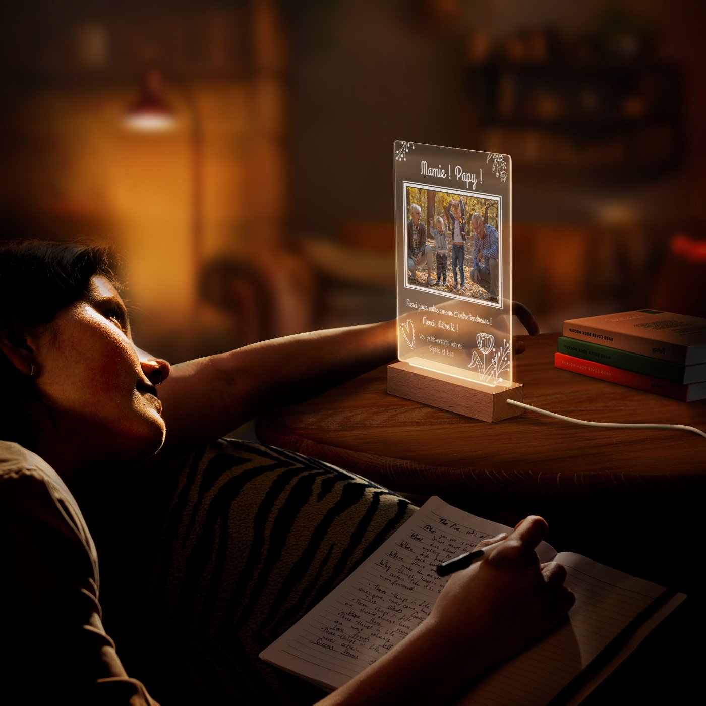 Lámpara LED personalizada con foto para abuelos (Tamaño L)