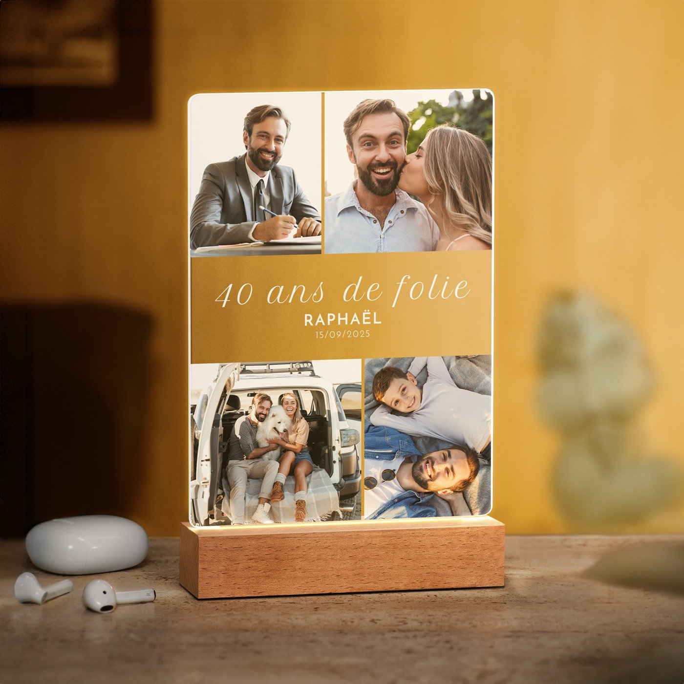 Lámpara LED personalizada Murrano para hombres - Tamaño L