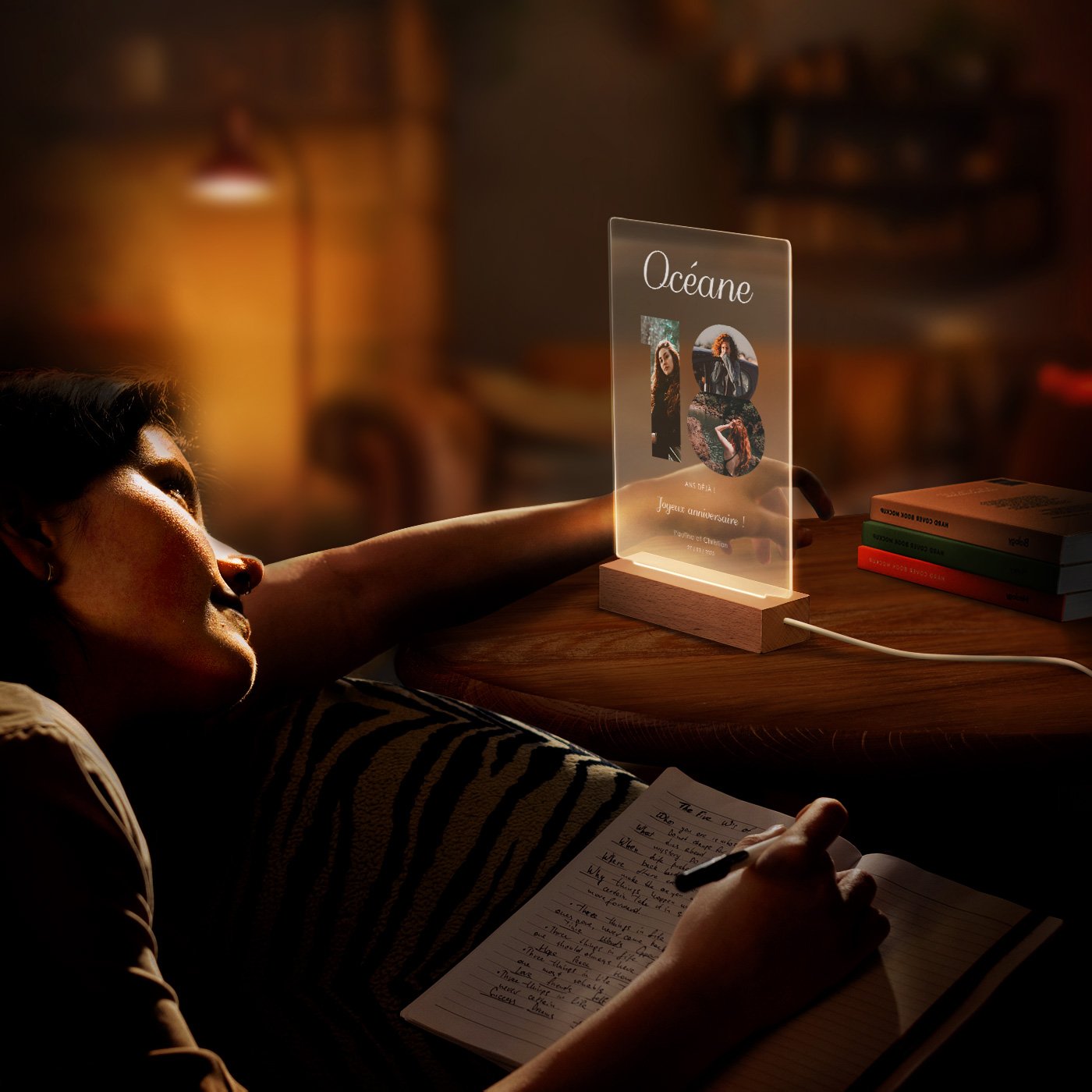 Murrano Custom LED Lamp - Size L with Photo for Her 18th Birthday