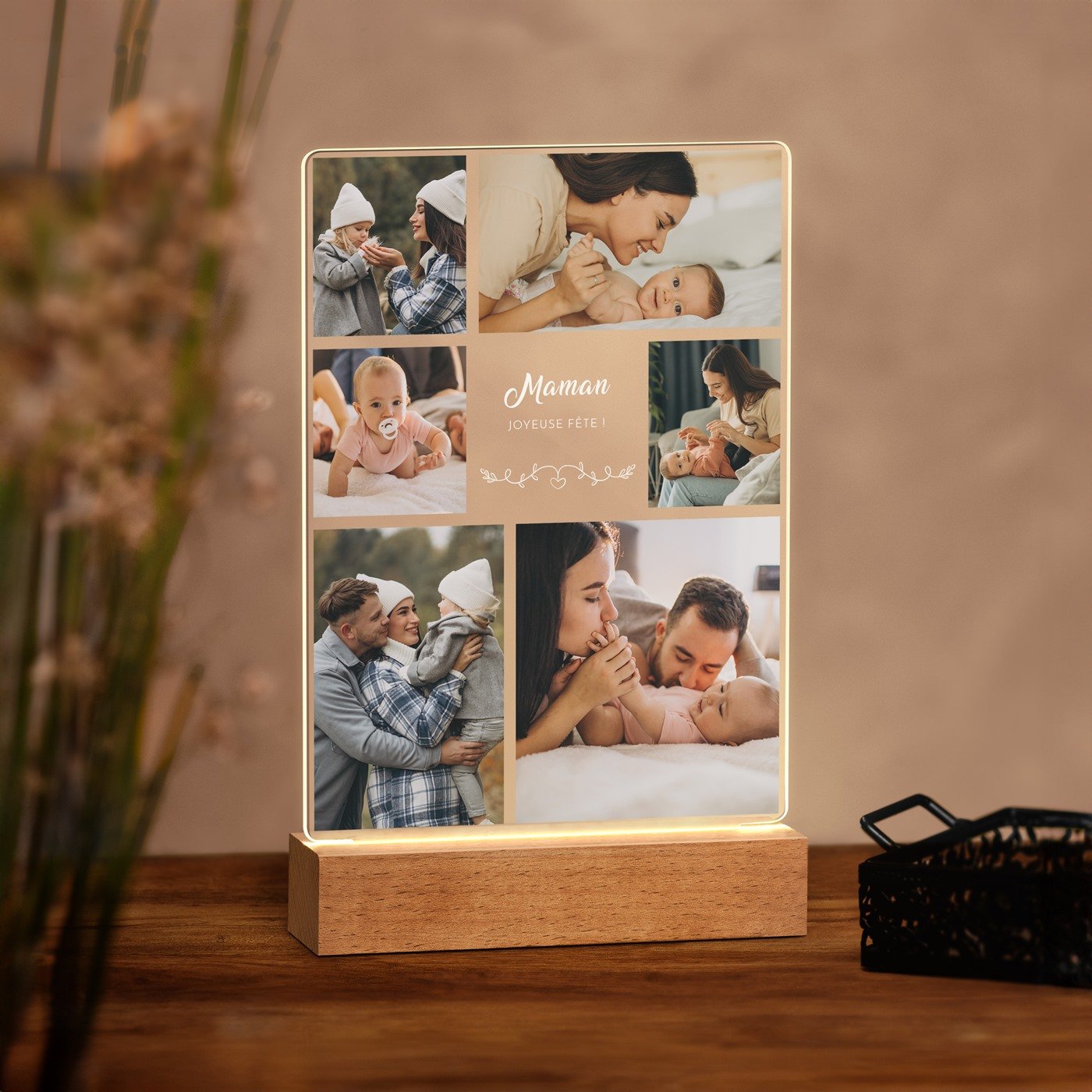 Murrano Custom LED Lamp - Size L with Photo for Mom for Mother's Day