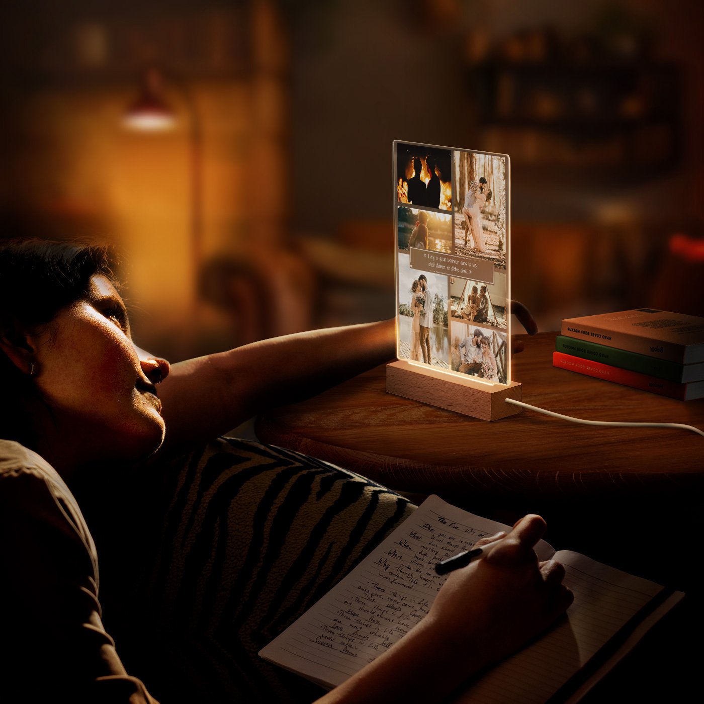 Murrano Custom LED Lamp - Large Size with Photo for Friends or Wedding