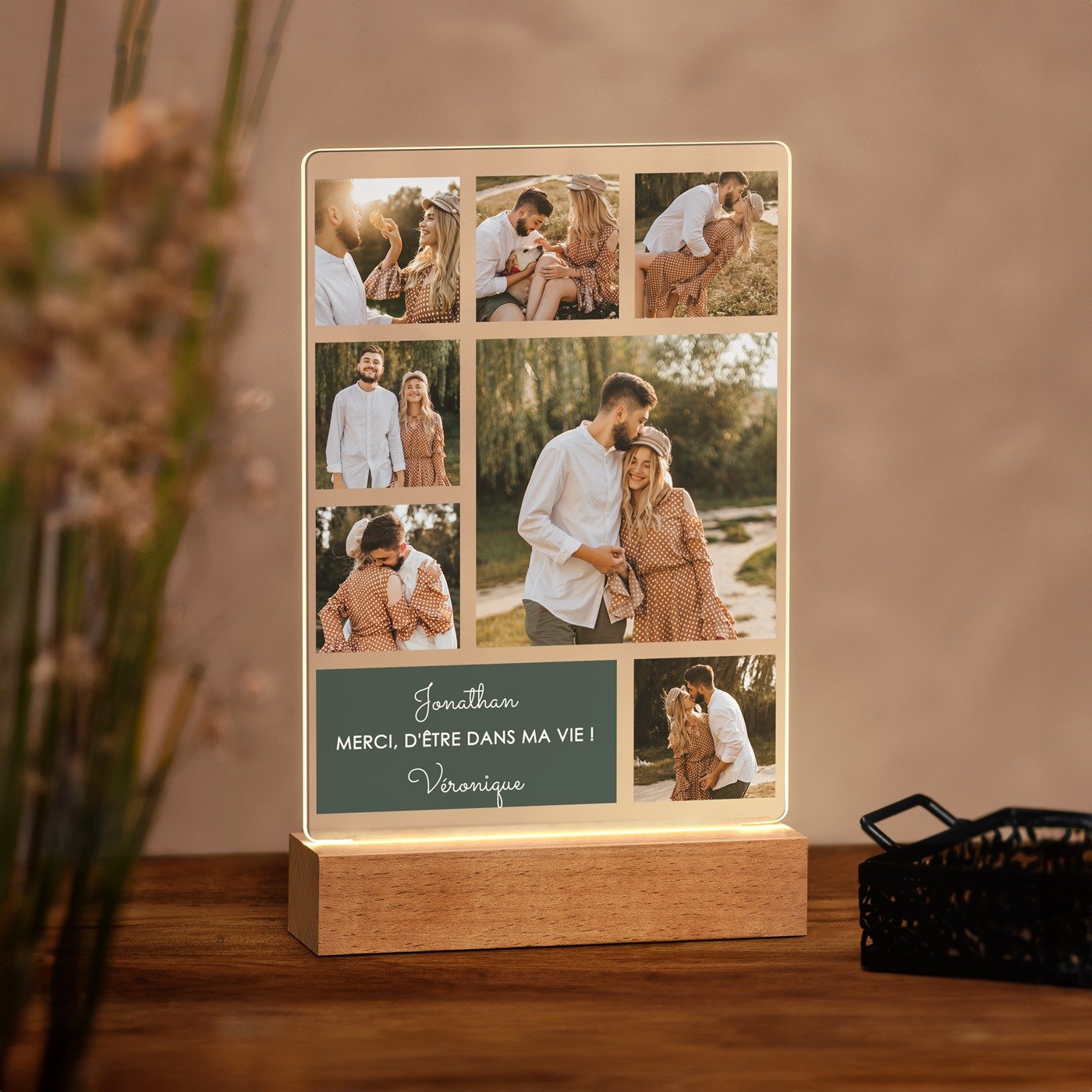Lámpara LED personalizada Murrano - Marco de fotos de tamaño L con foto para marido en el Día de San Valentín