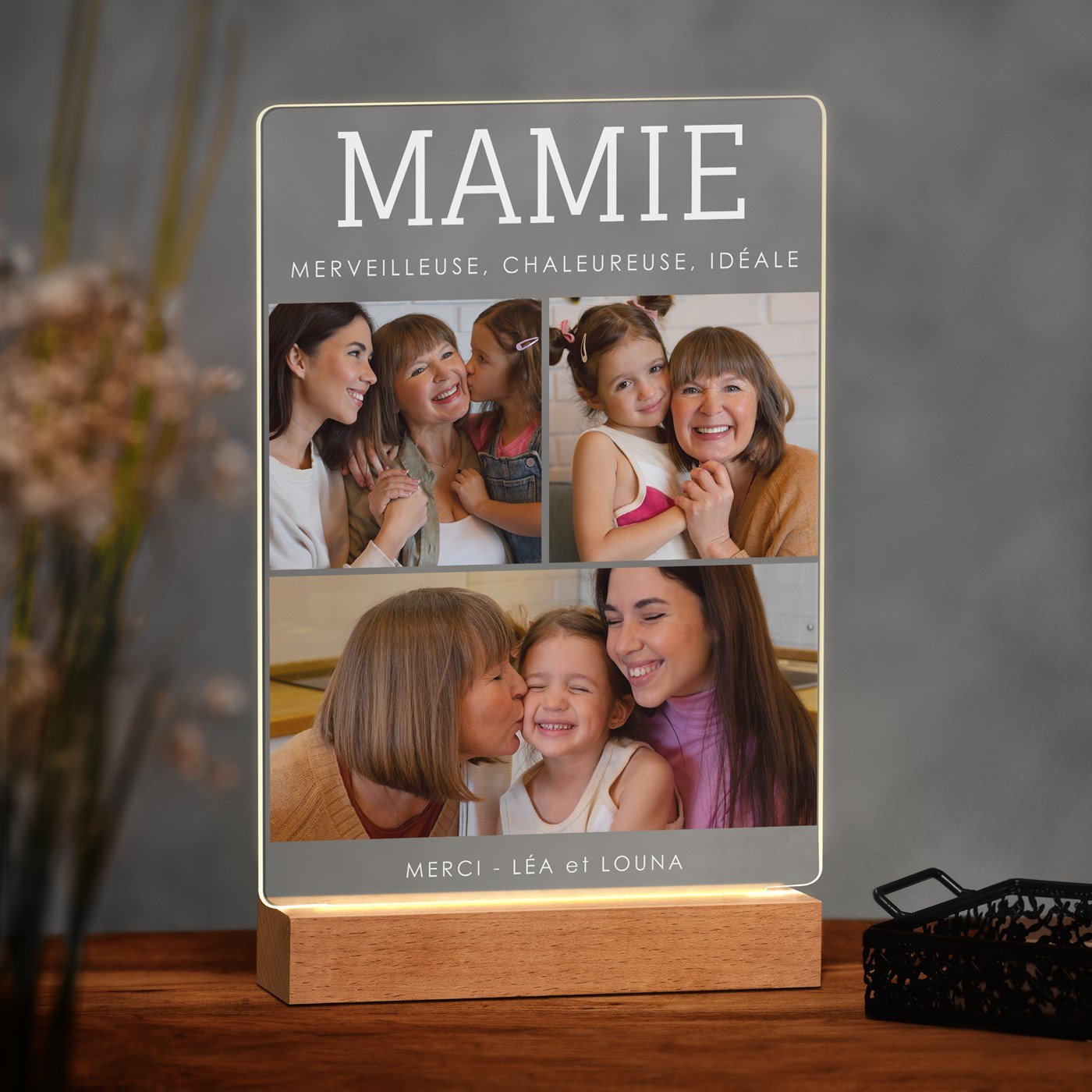 Lámpara LED personalizada XL de Murrano para la abuela