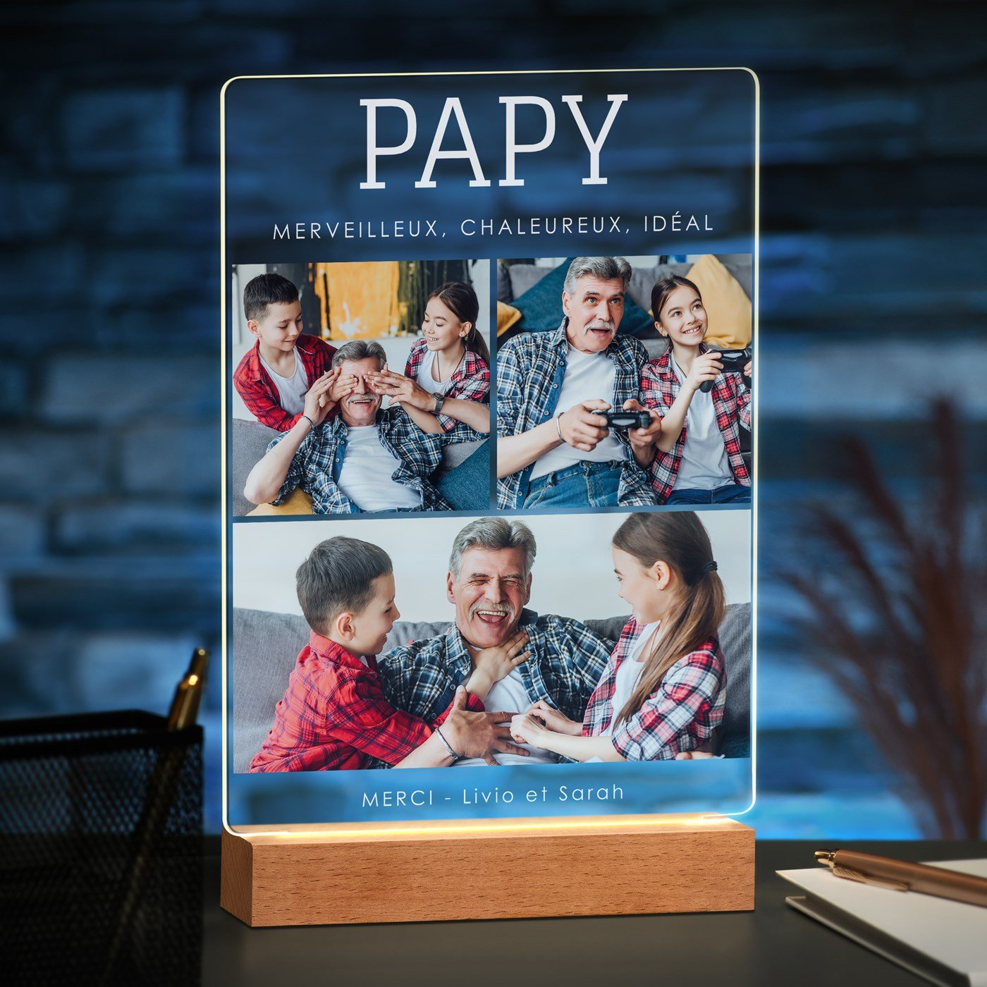 Murrano Customized XL LED Lamp with Photo for Grandpa