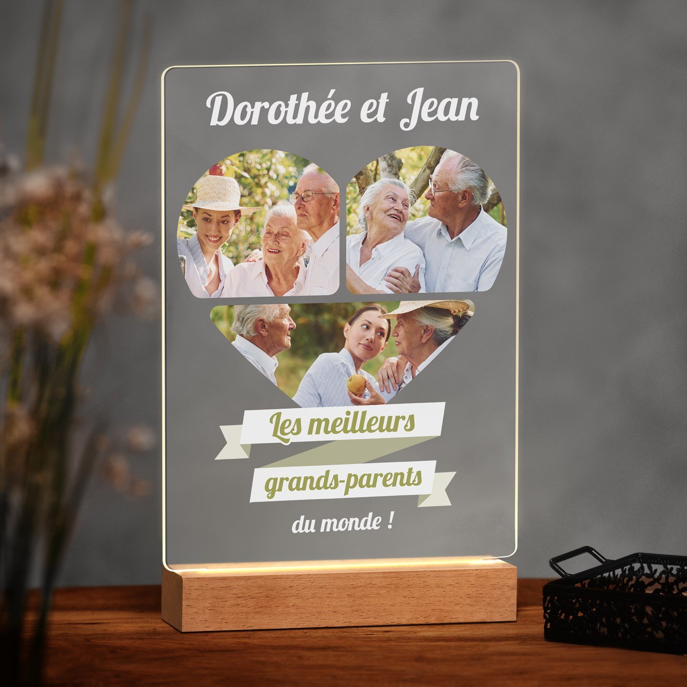 Lámpara LED personalizada de tamaño XL con foto para abuelos