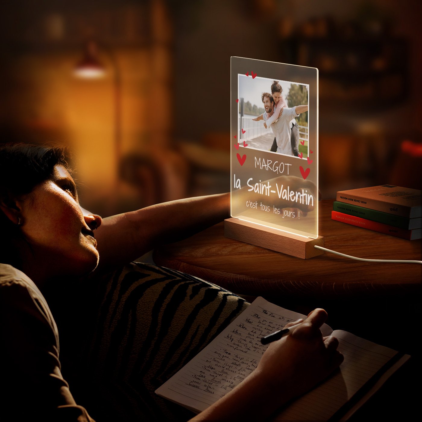Lámpara LED personalizada de Murrano XL para mujeres en San Valentín