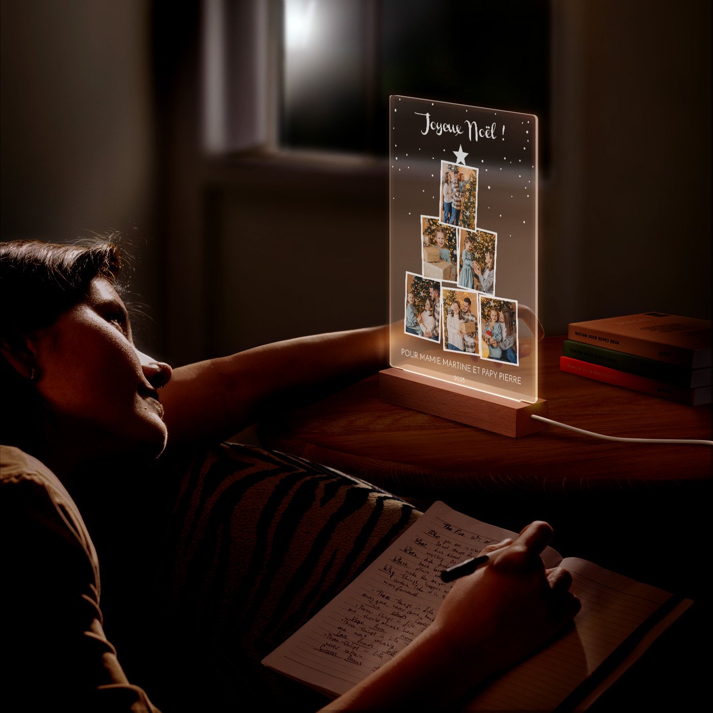 Lámpara LED personalizada Murrano - Marco de foto tamaño XL para abuelos en Navidad