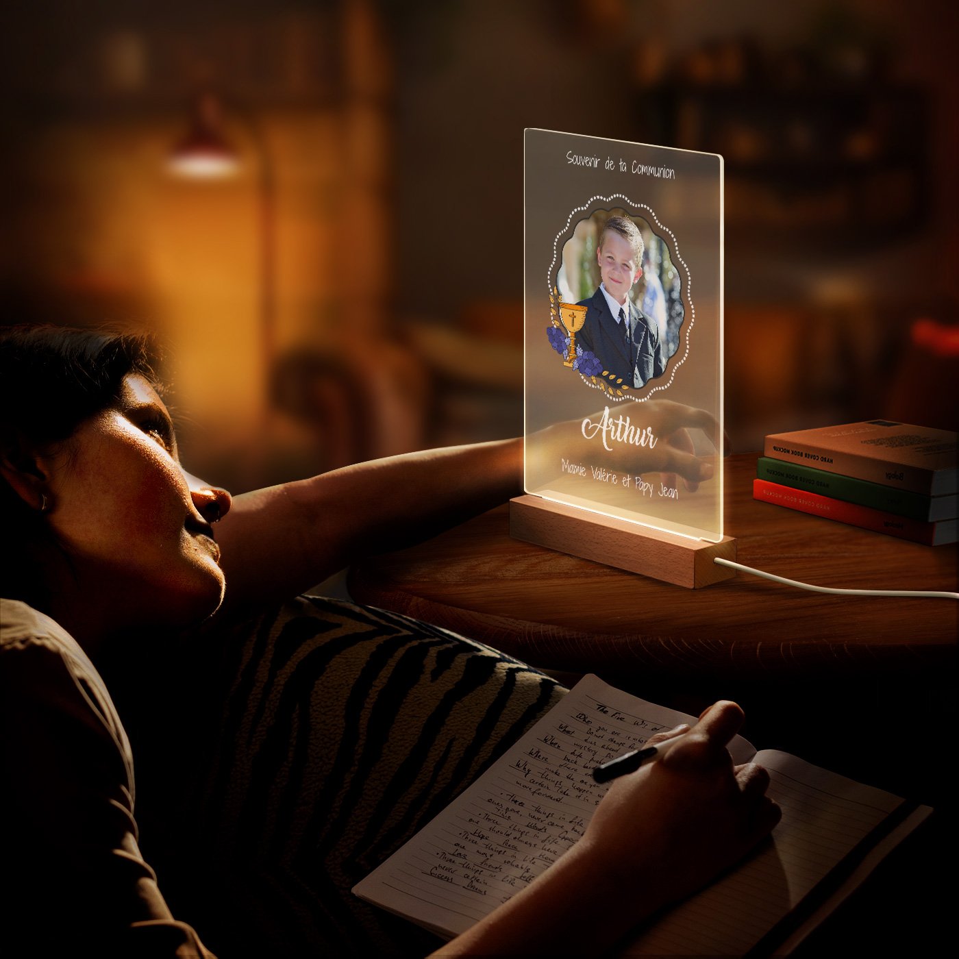 Murrano Customized XL LED Lamp with Photo for Boy's Communion