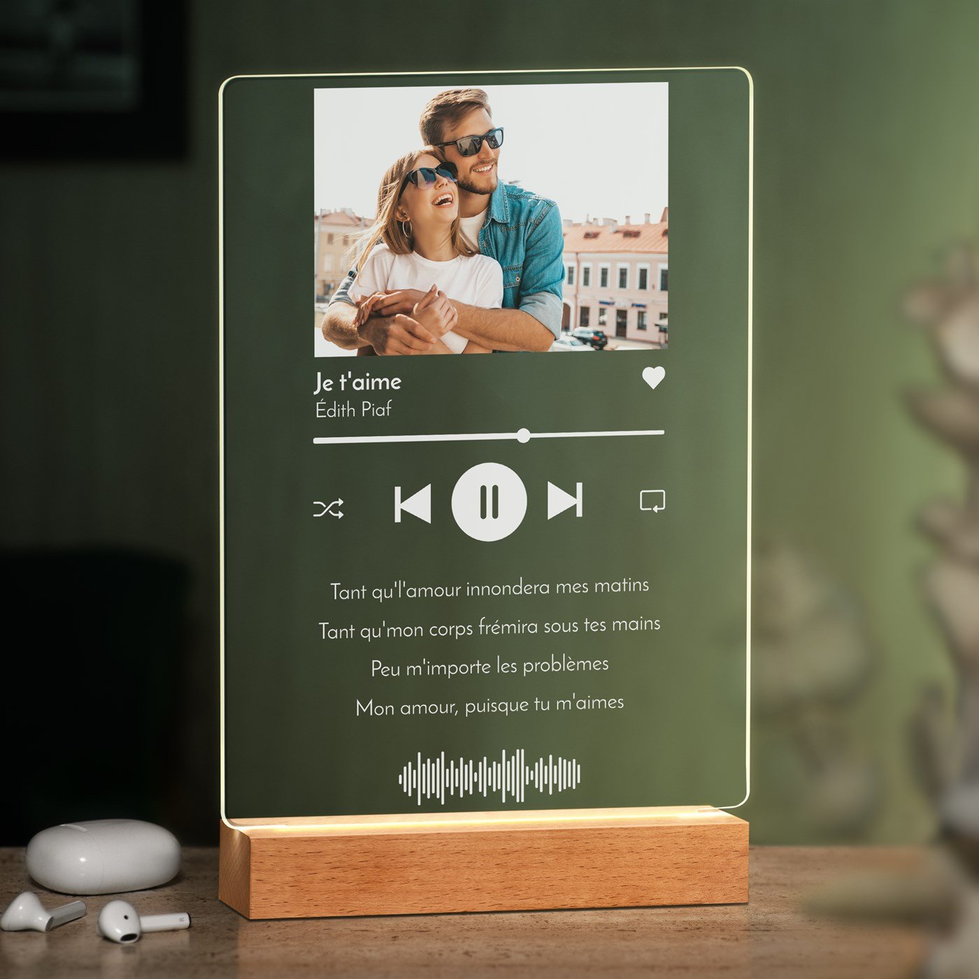 Murrano Customized XL LED Lamp with Photo for Couple Music