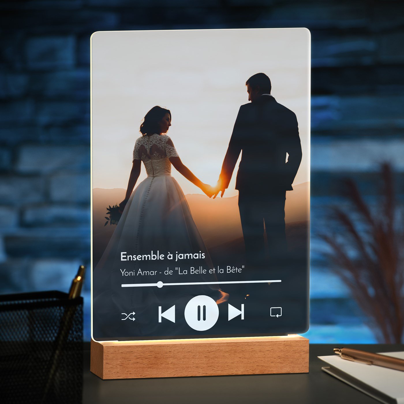 Lámpara LED personalizada de Murrano XL para pareja con tema musical