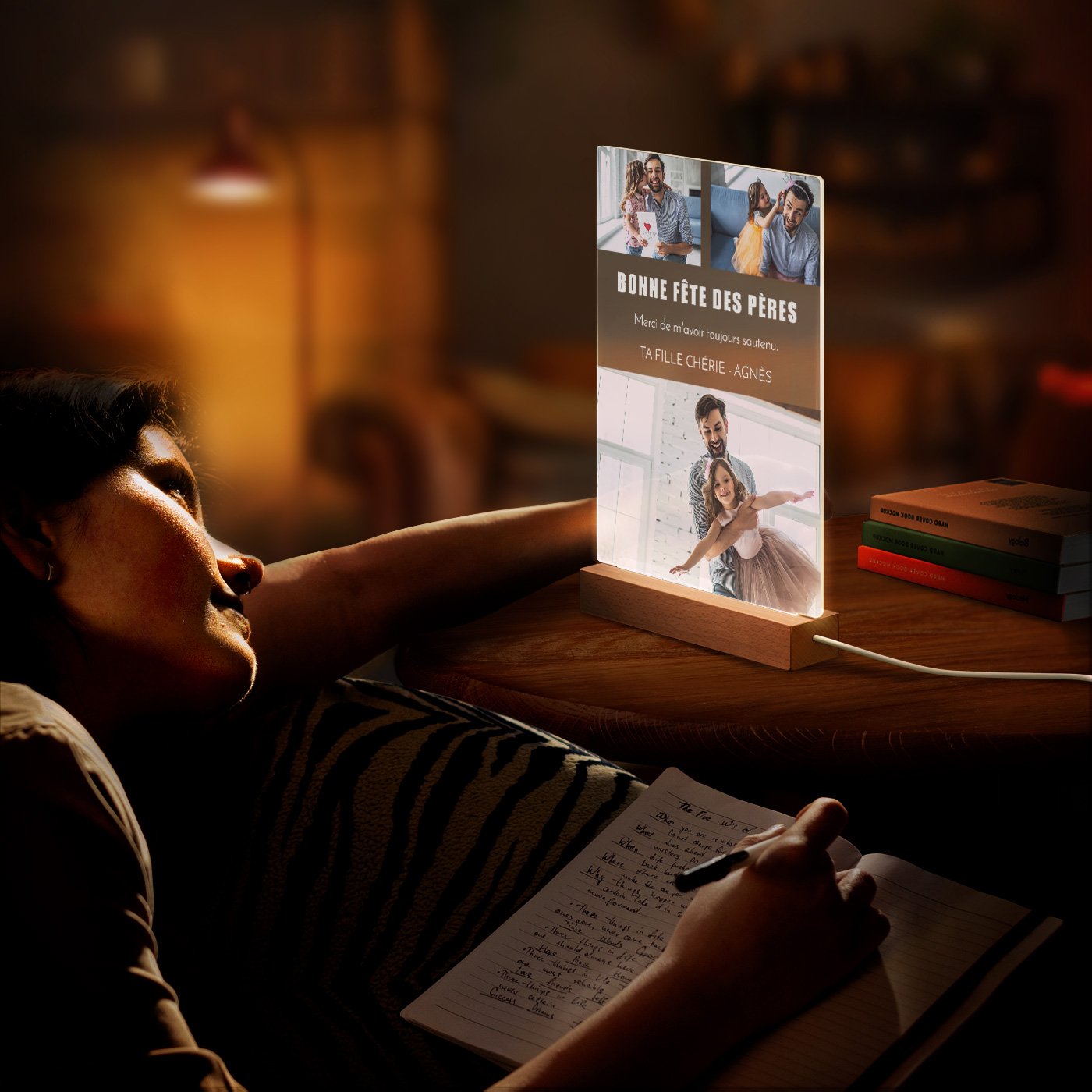 Murrano Custom LED Lamp - XL Size Photo for Dad - Father's Day Gift