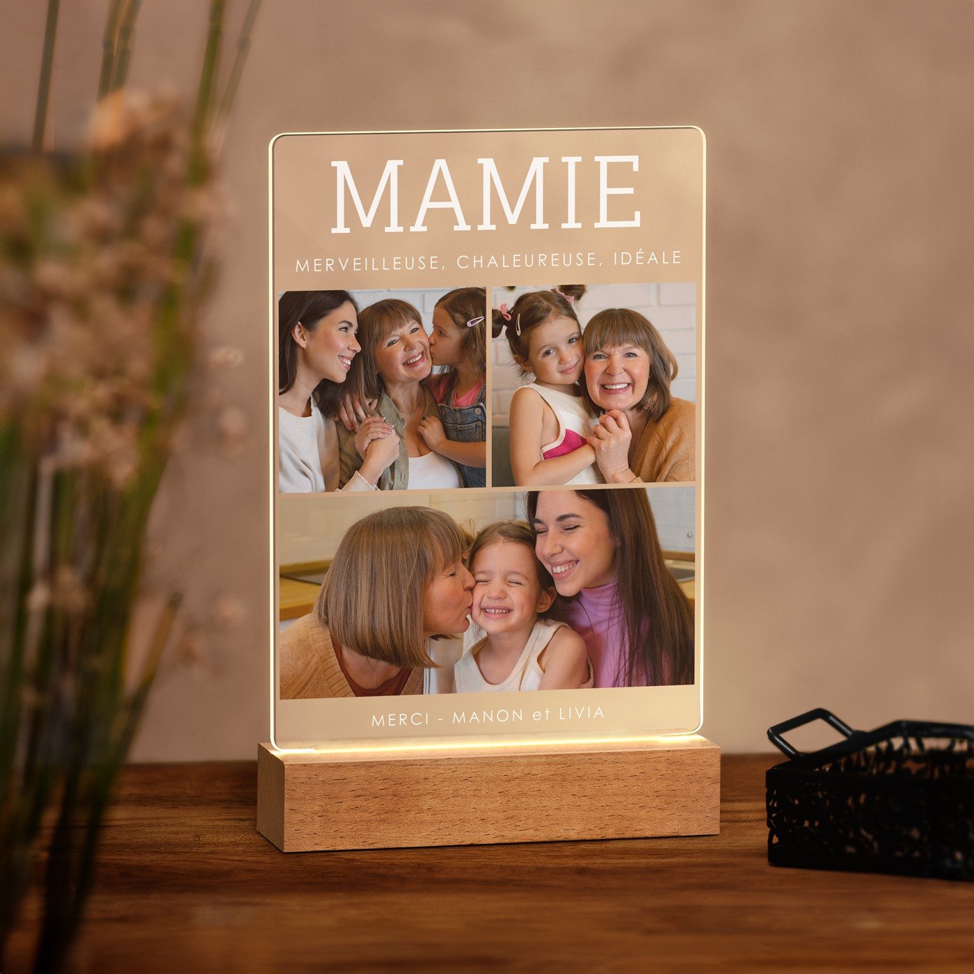Lámpara LED personalizada de gran tamaño con foto para la abuela