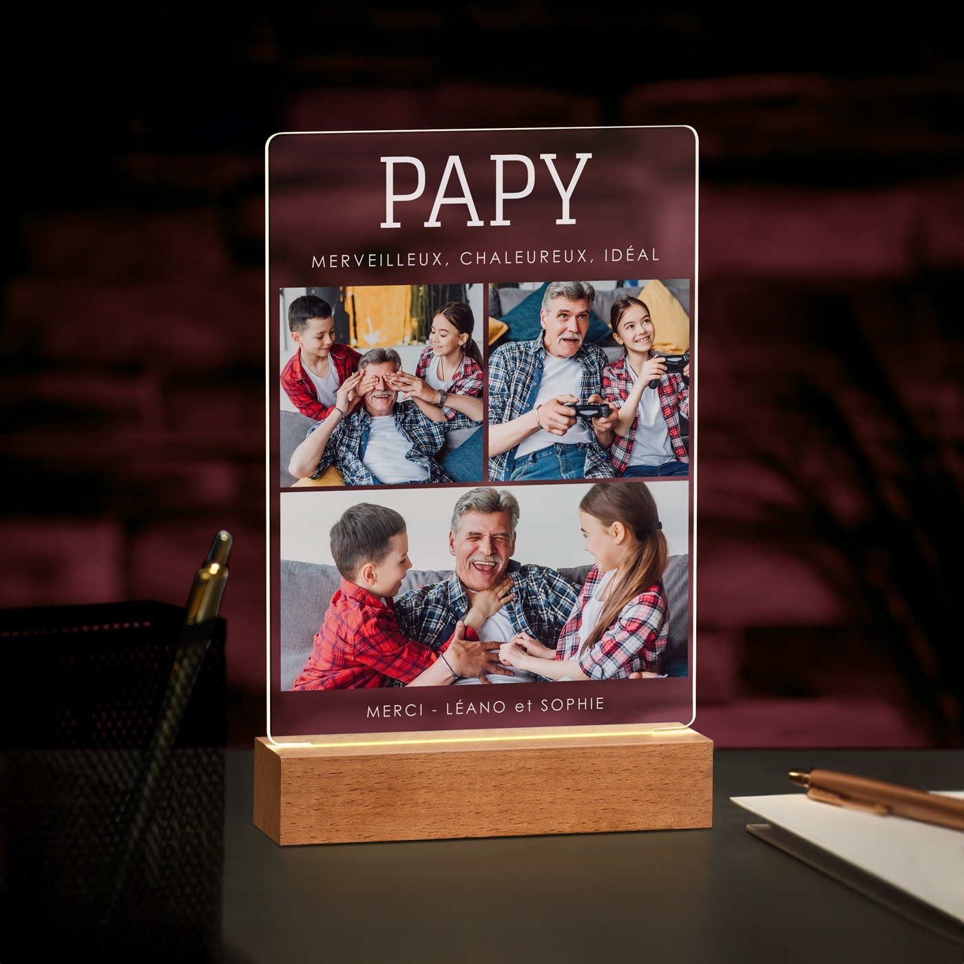Lámpara LED personalizada de gran tamaño con foto para el abuelo