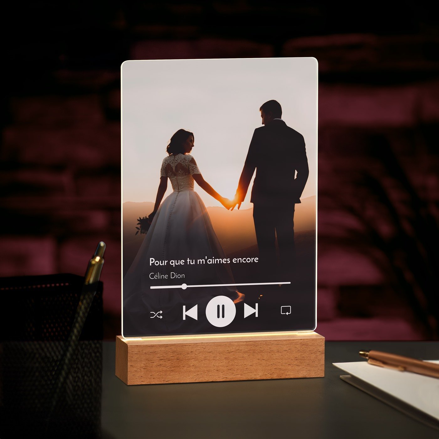 Murrano Custom LED Lamp - Large Size with Photo for Couple (Musical Theme)