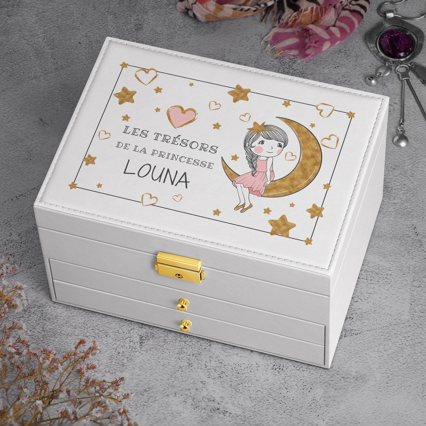 Murrano White Jewelry Box with Birthday Impression for Little Girl