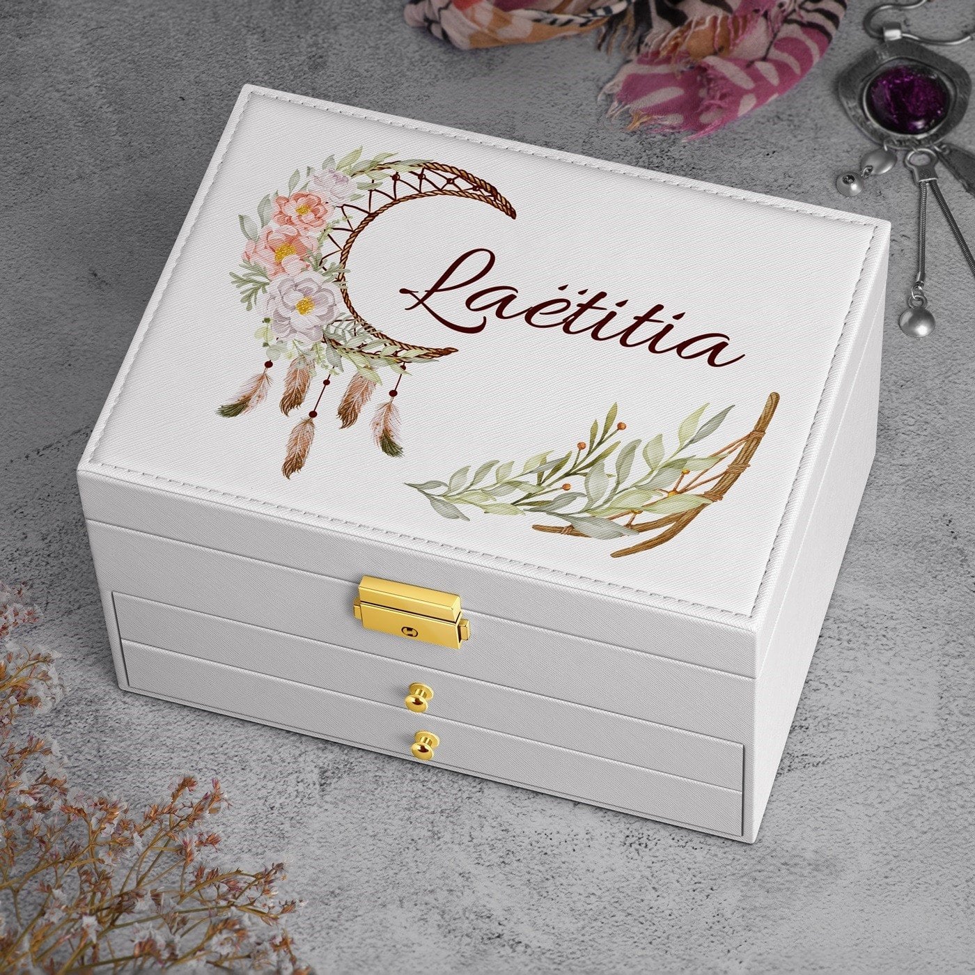 Caja de joyas Murrano personalizada - Blanca para ella