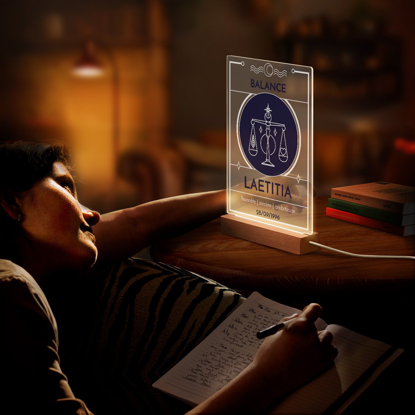 Lámpara LED personalizada de Murrano XL con signo zodiacal para mujer