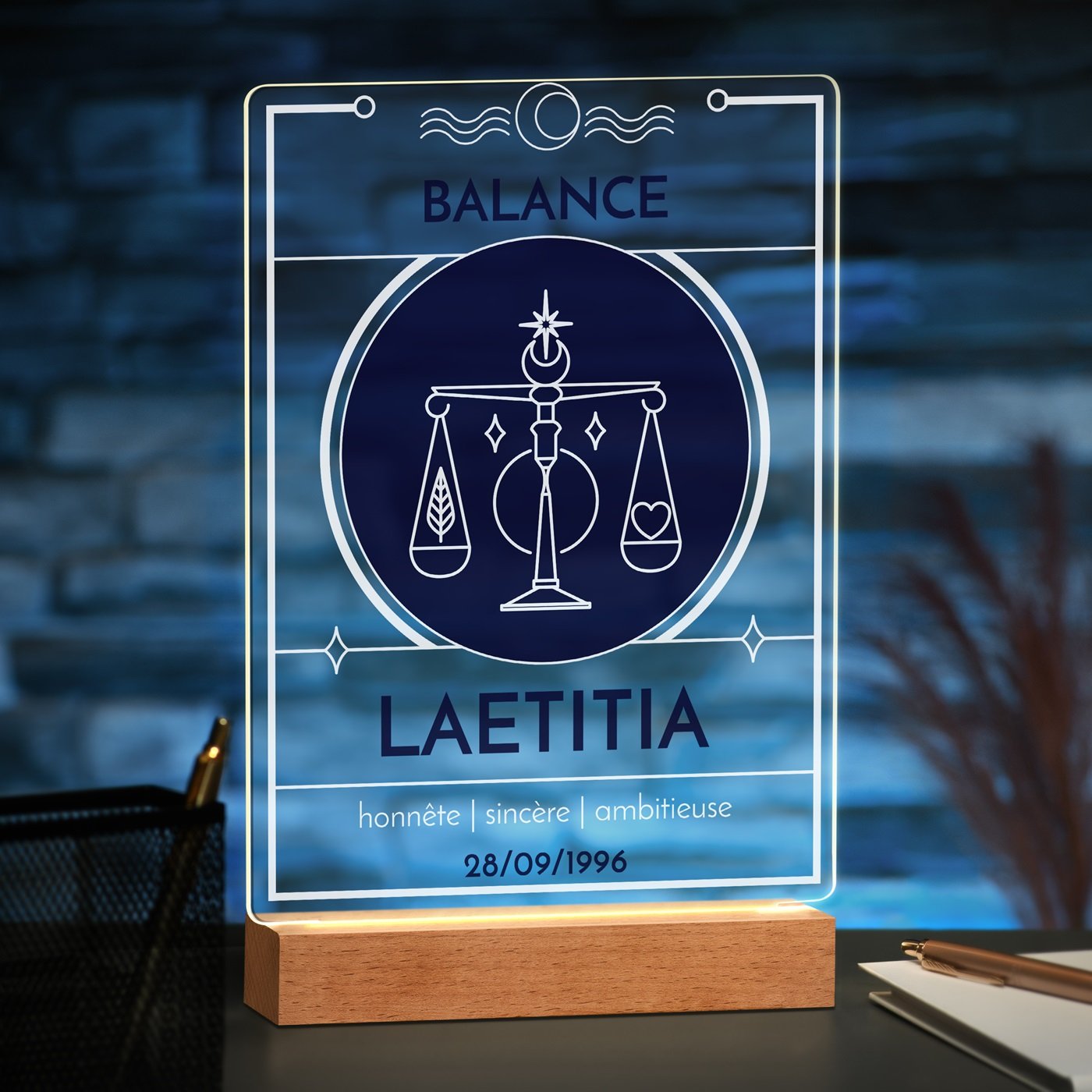 Lámpara LED personalizada de Murrano XL con signo zodiacal para mujer