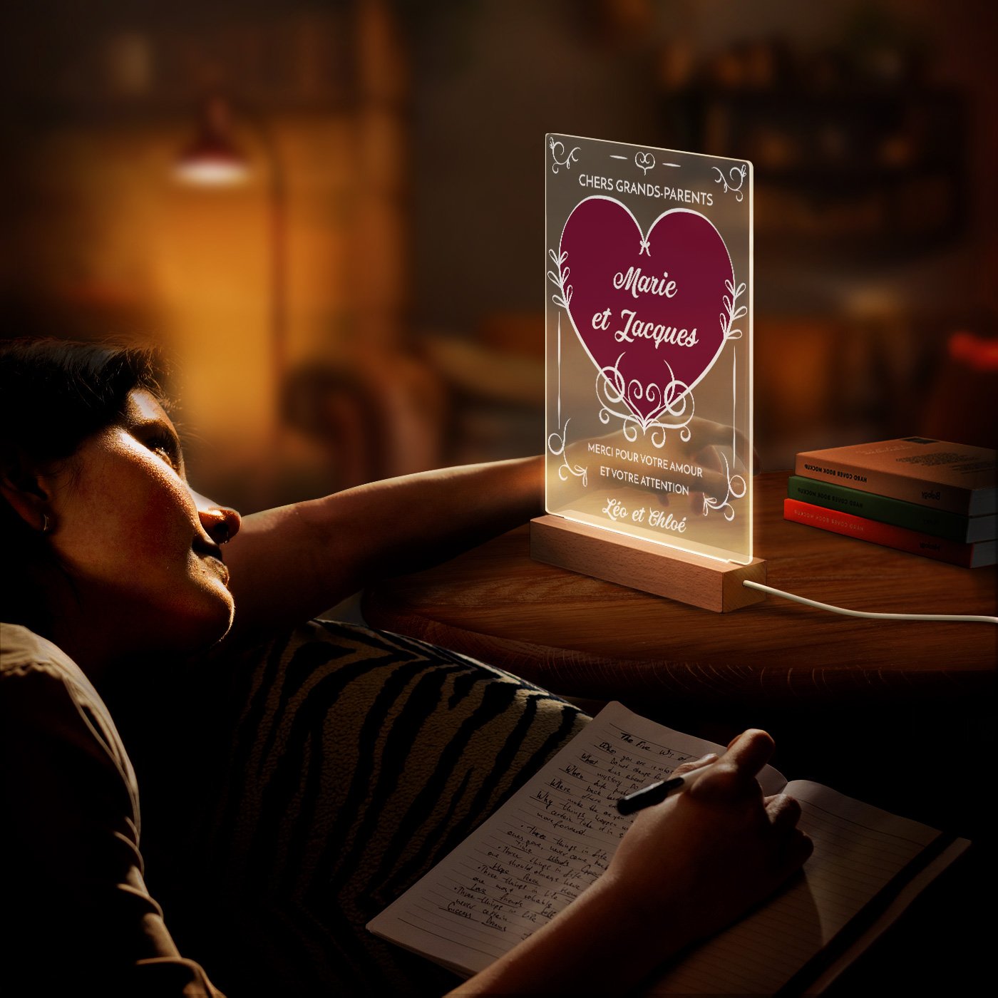 Lámpara LED personalizada Murrano XL para abuelos