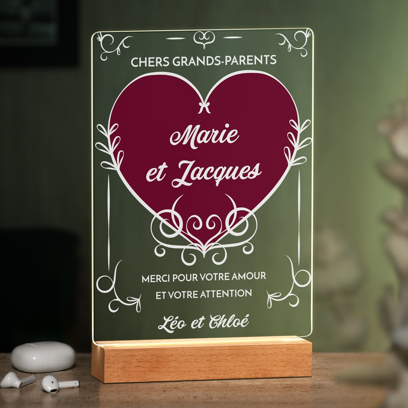 Lámpara LED personalizada Murrano XL para abuelos