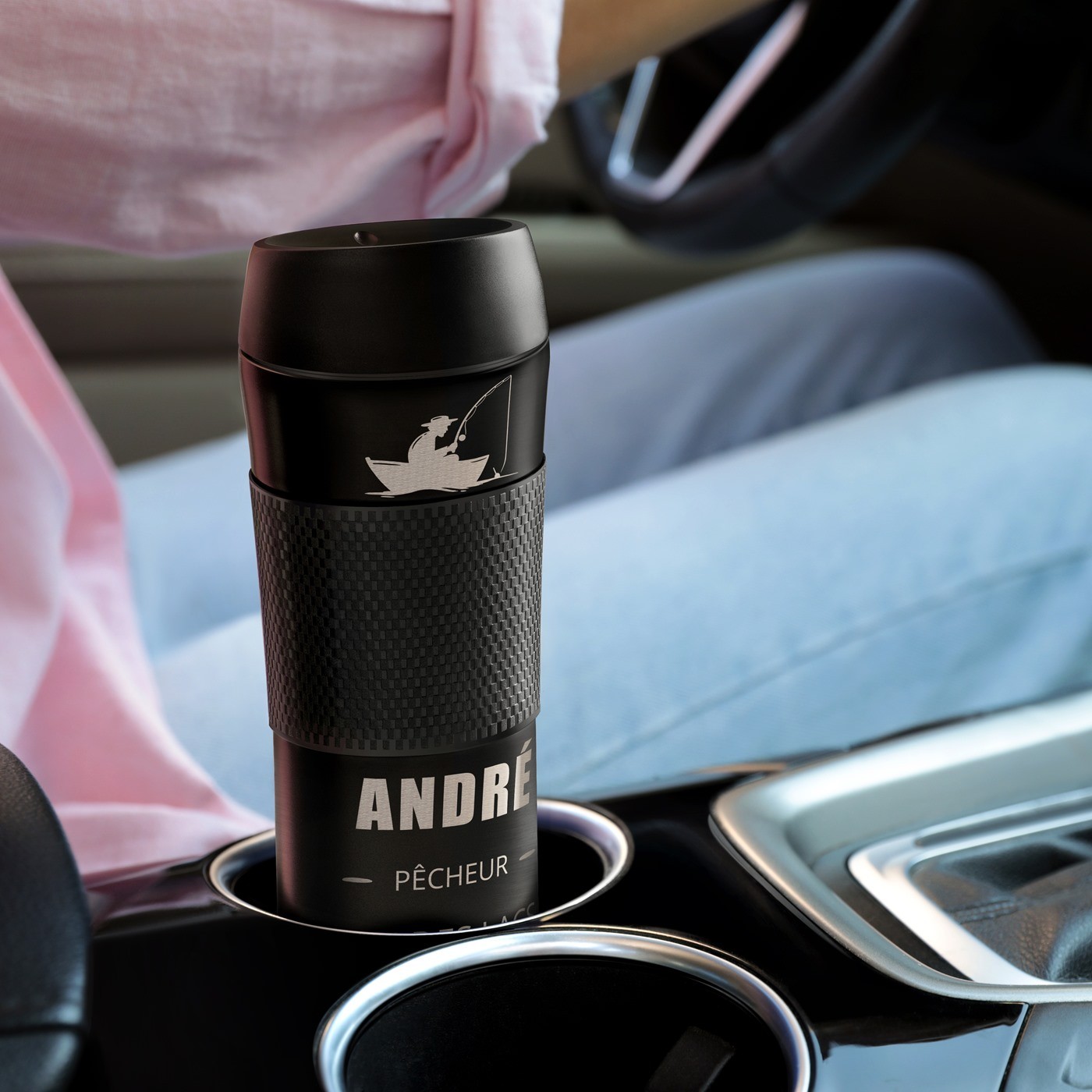 Taza térmica negra Murrano con mango antideslizante para papá
