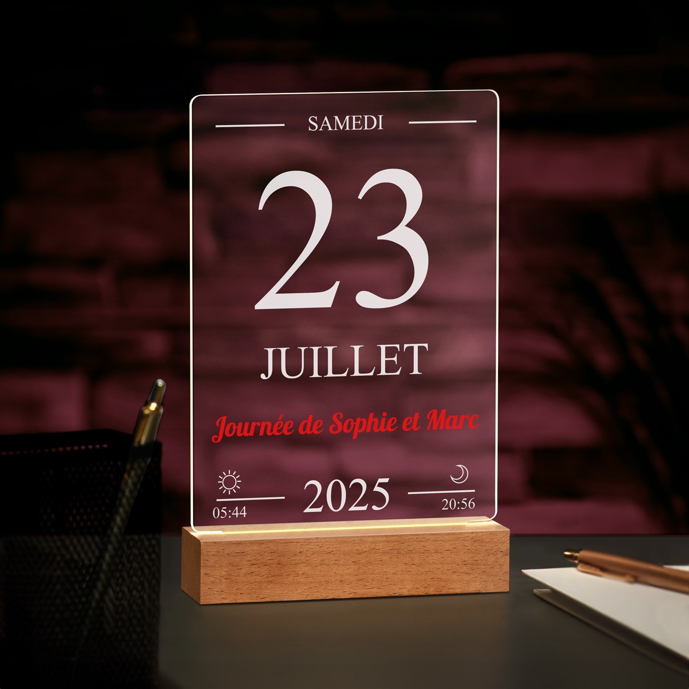 Lámpara LED personalizada Murrano - Tamaño grande para página de calendario de pareja