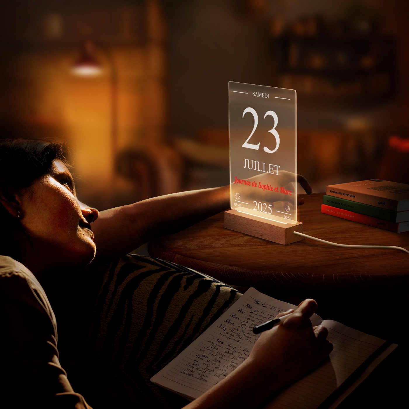 Lámpara LED personalizada Murrano - Tamaño grande para página de calendario de pareja
