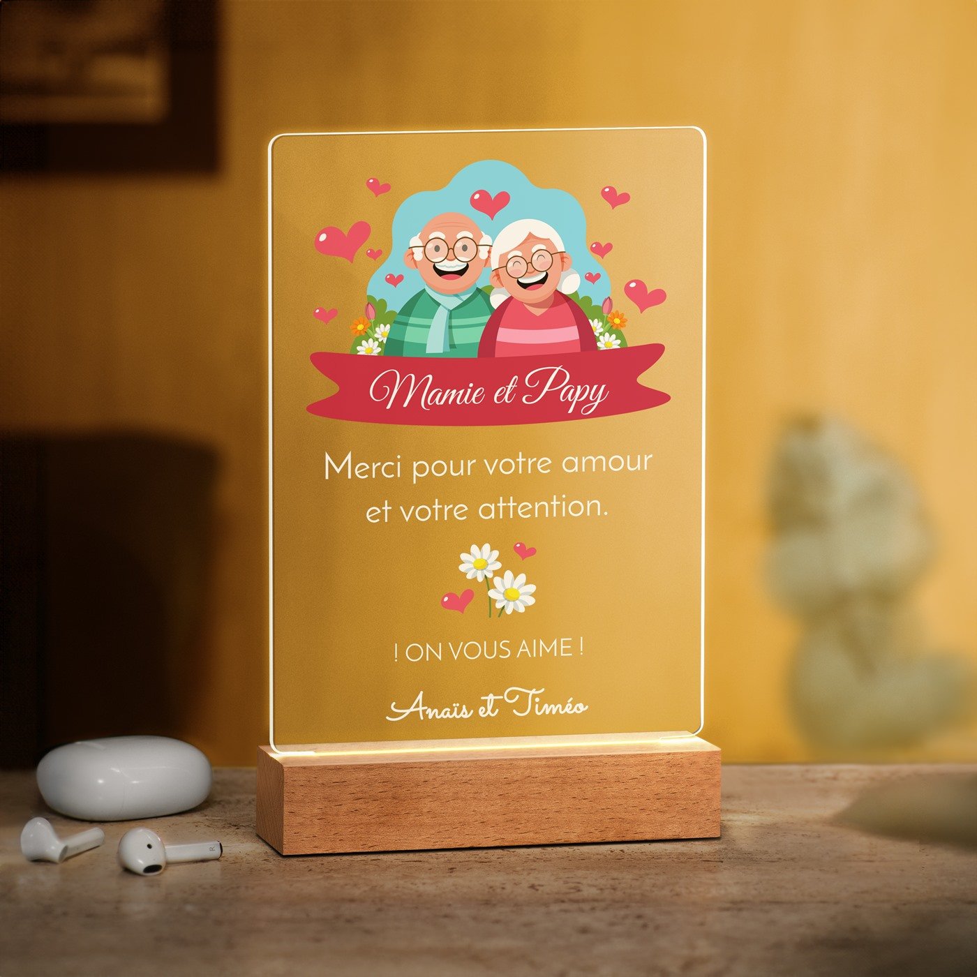 Lámpara LED personalizada de gran tamaño para abuelos - Murrano
