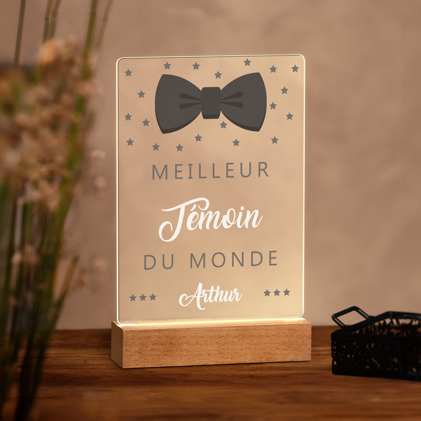 Lámpara LED personalizada Murrano - Tamaño L para testigo de boda