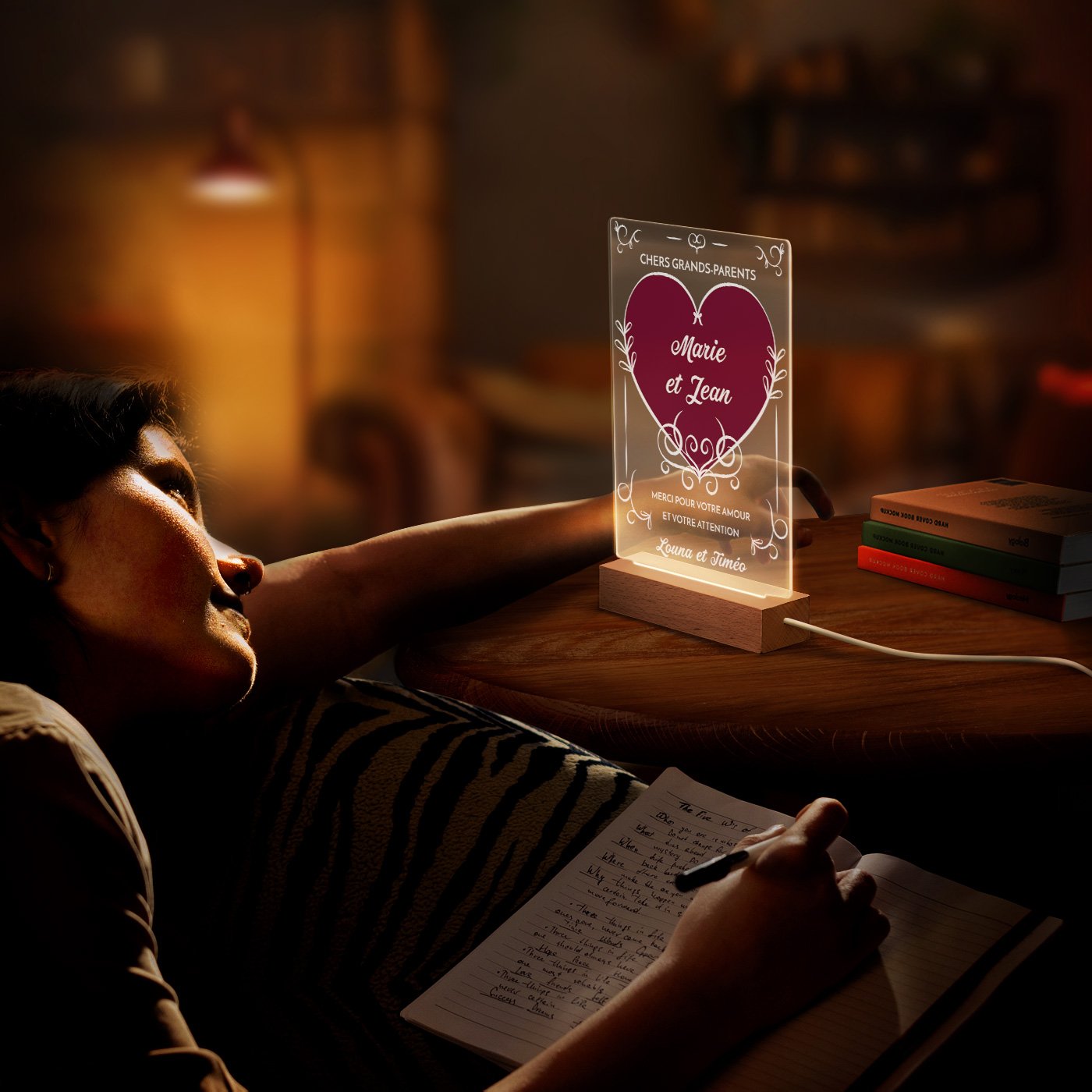 Lámpara LED personalizada Murrano - Tamaño L para abuelos