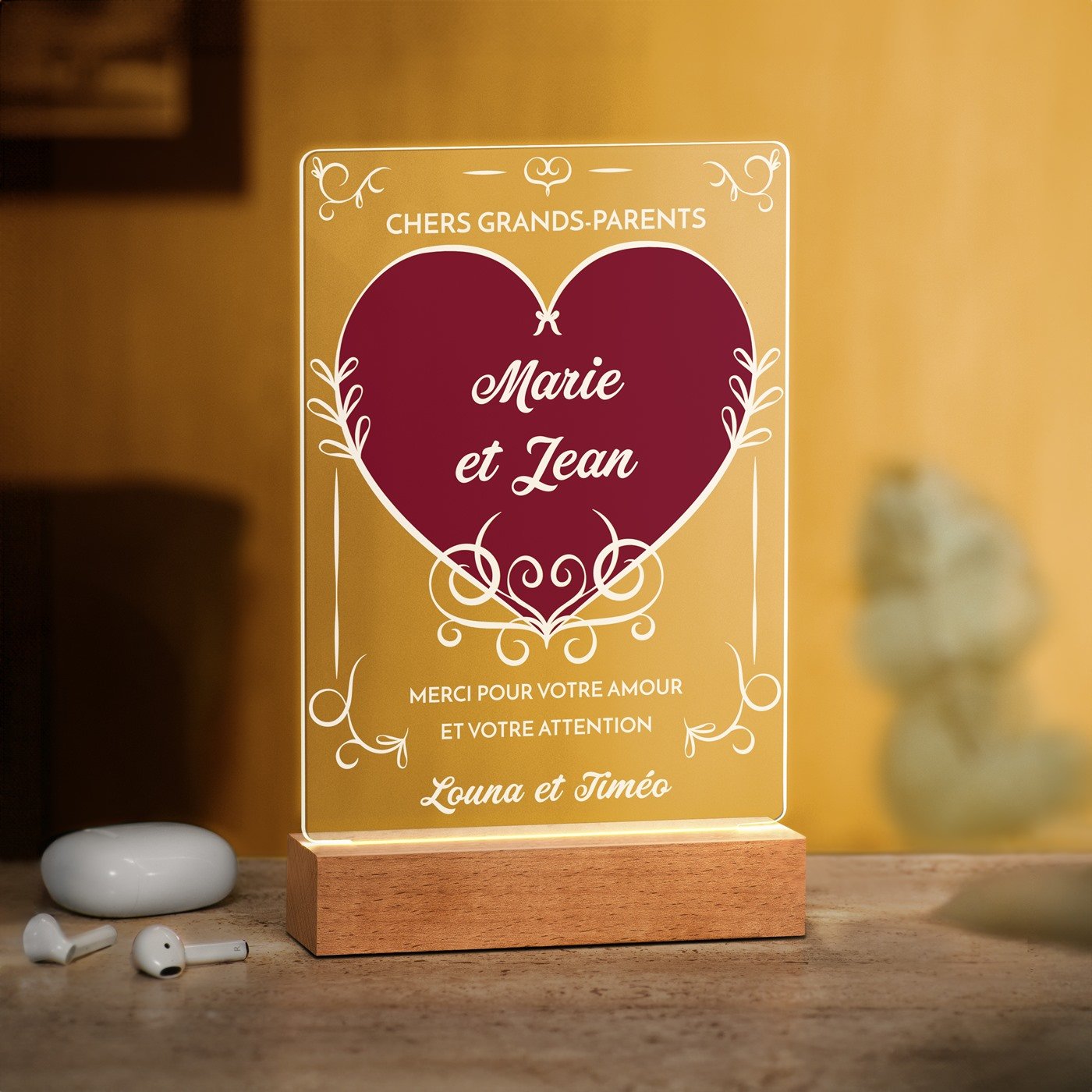 Lámpara LED personalizada Murrano - Tamaño L para abuelos
