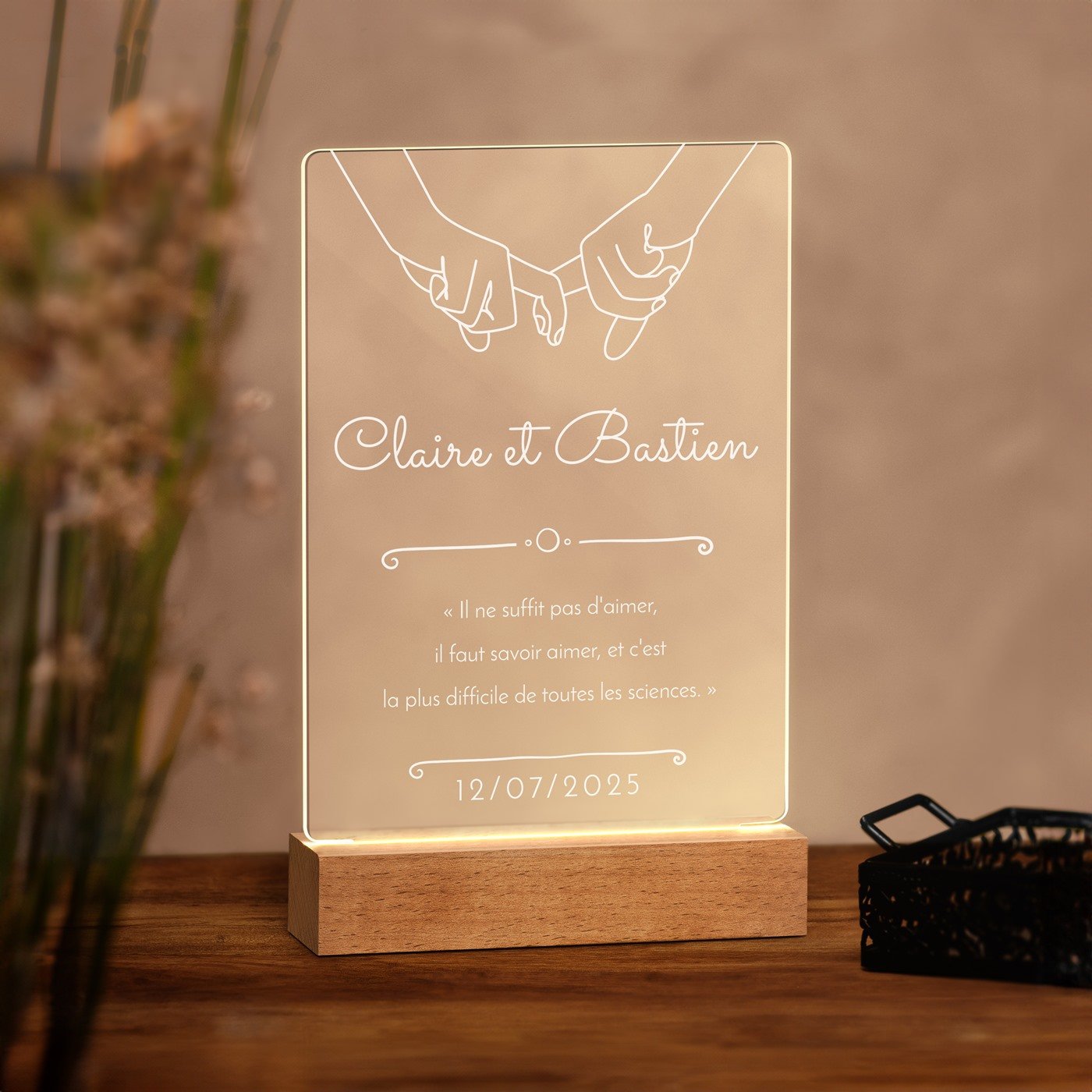 Lámpara LED personalizada Murrano - Tamaño L para pareja