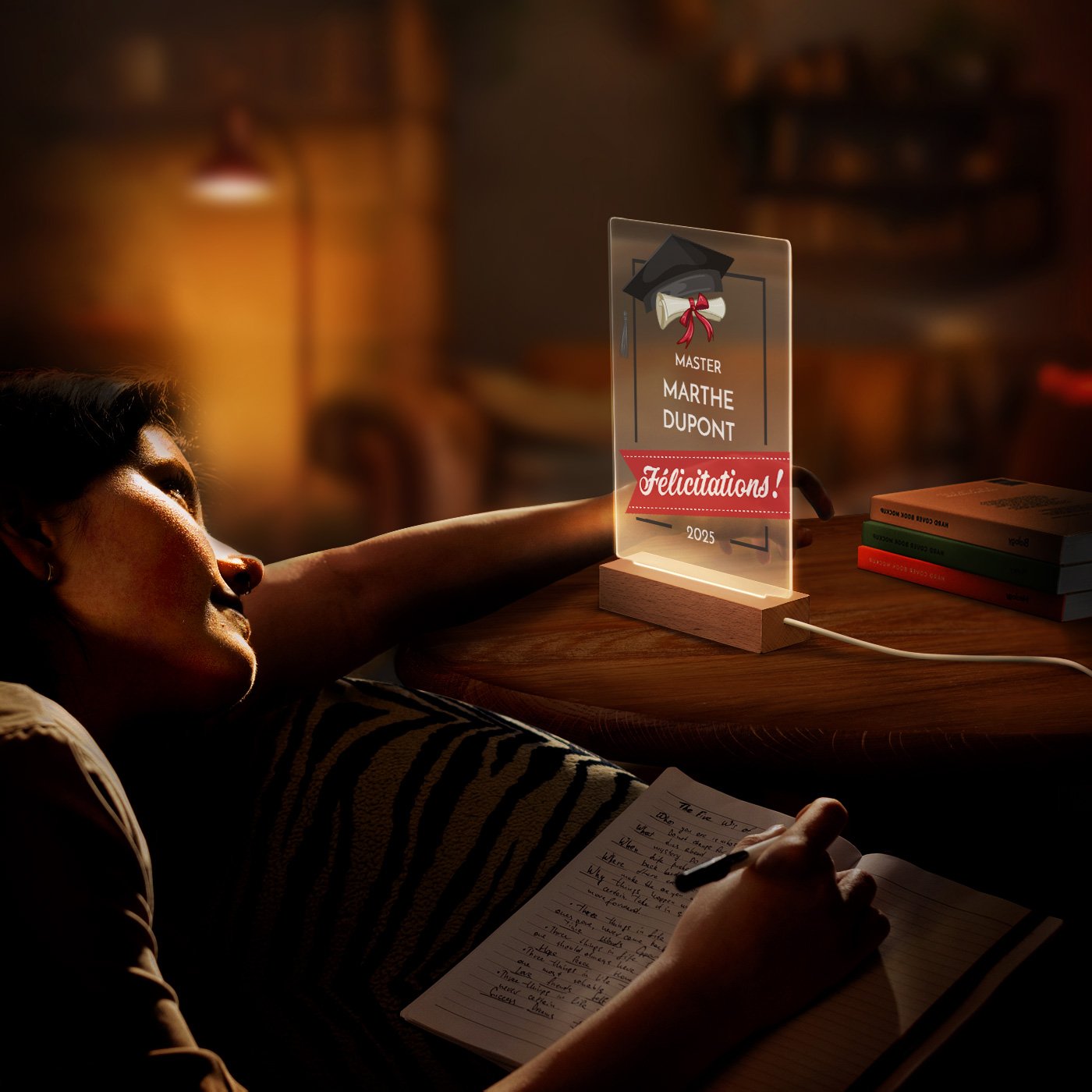 Lámpara LED personalizada de Murrano - Marco felicitatorio de tamaño L
