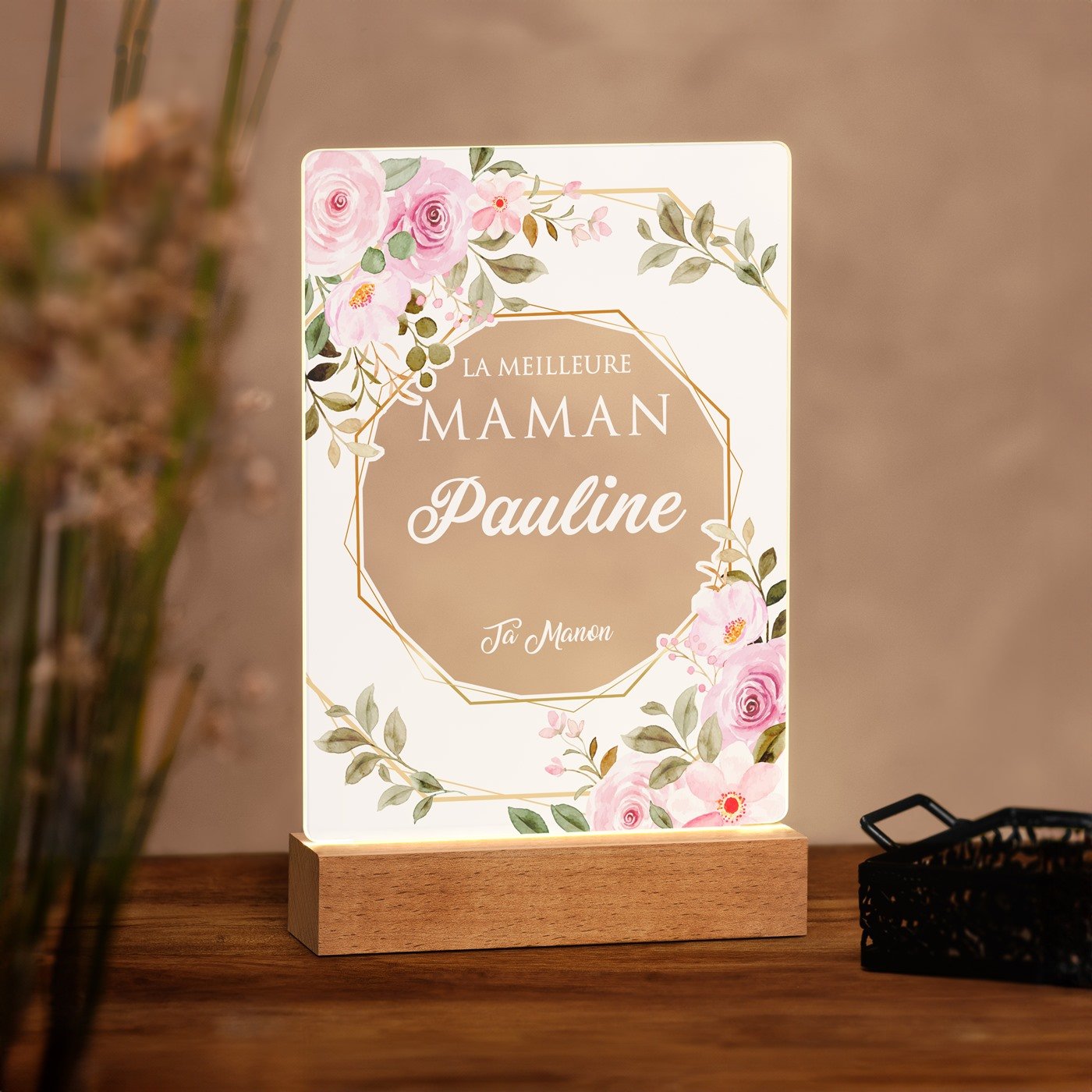 Lámpara LED personalizada de tamaño grande para mamá - Murrano