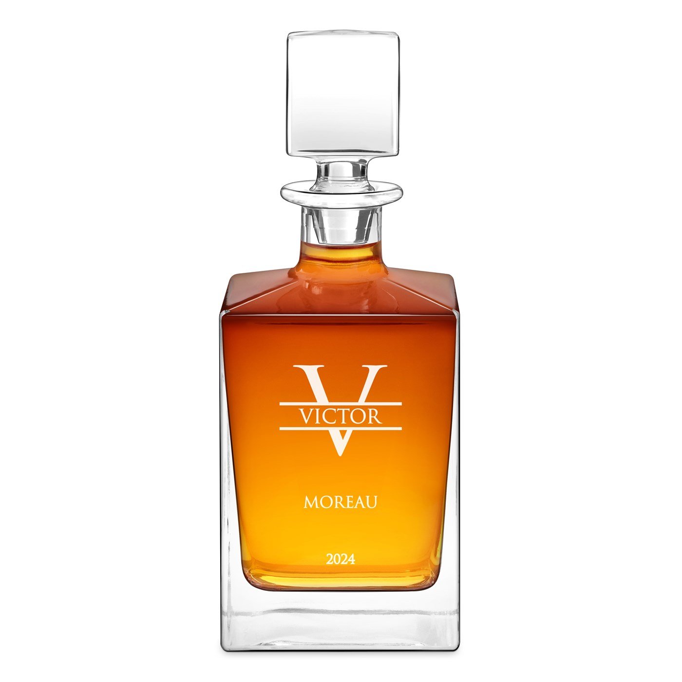 Decantador de whisky Murrano Cuadrado con Grabado para regalo de caballero